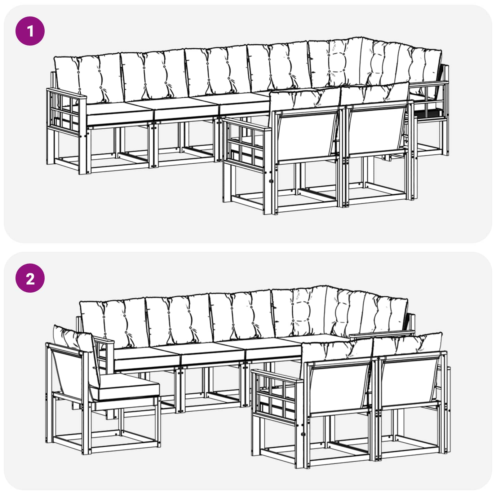 Set vanjskih sofa s jastukom 8 pcs Bijela i svjetlosiva