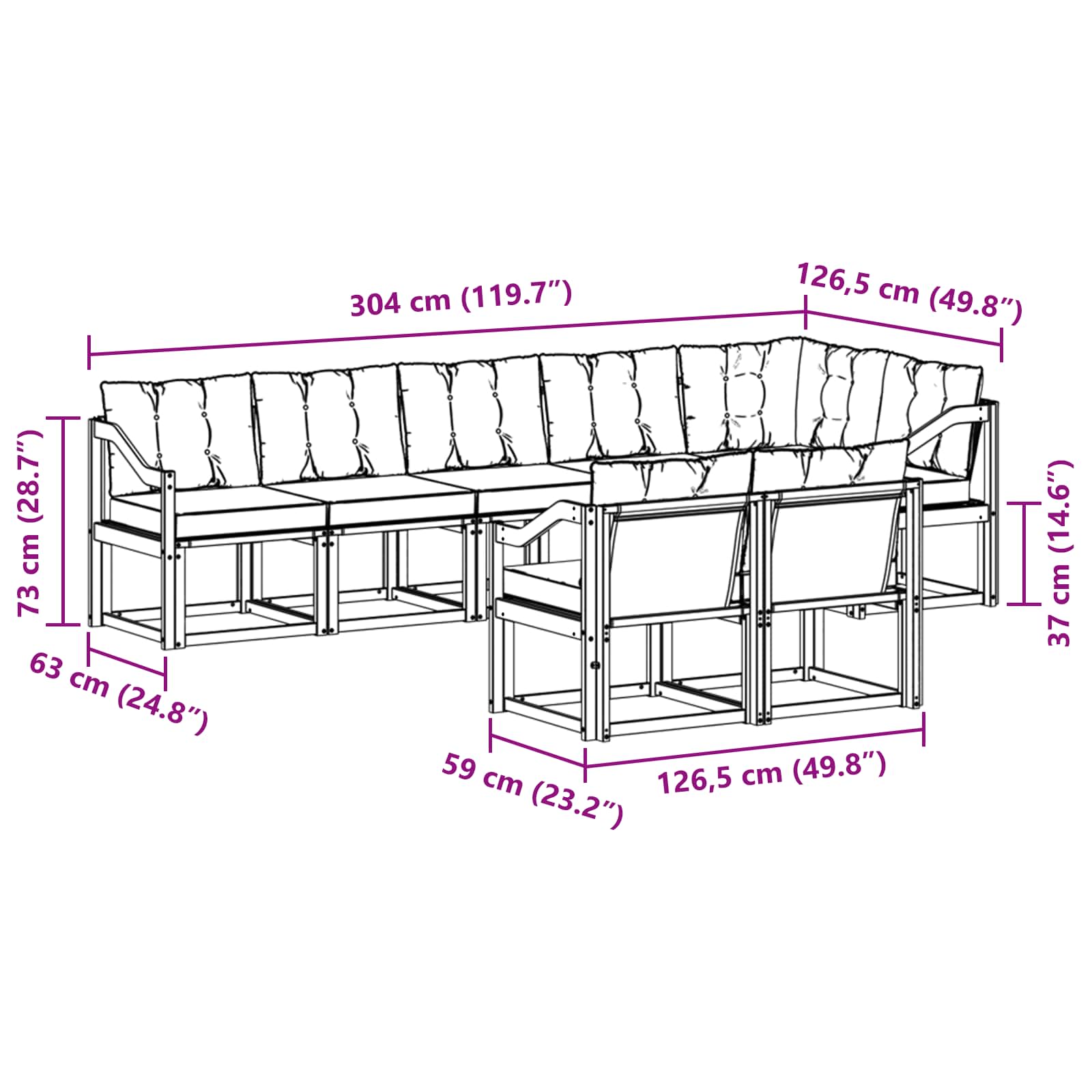 Set vanjskih sofa s jastukom 8 pcs Bijela i svjetlosiva