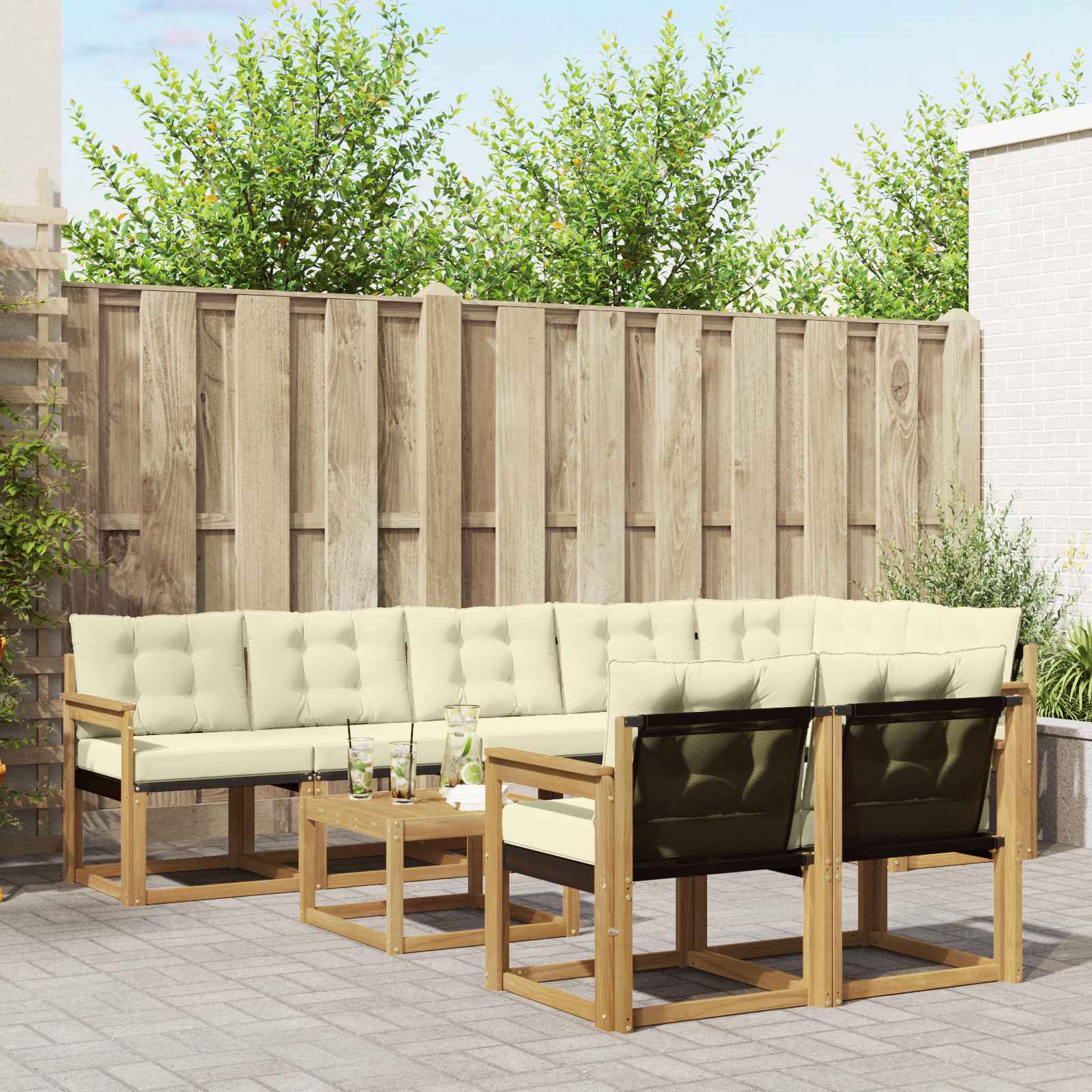 Set vanjskih sofa s jastukom 9 pcs Bijela i krem