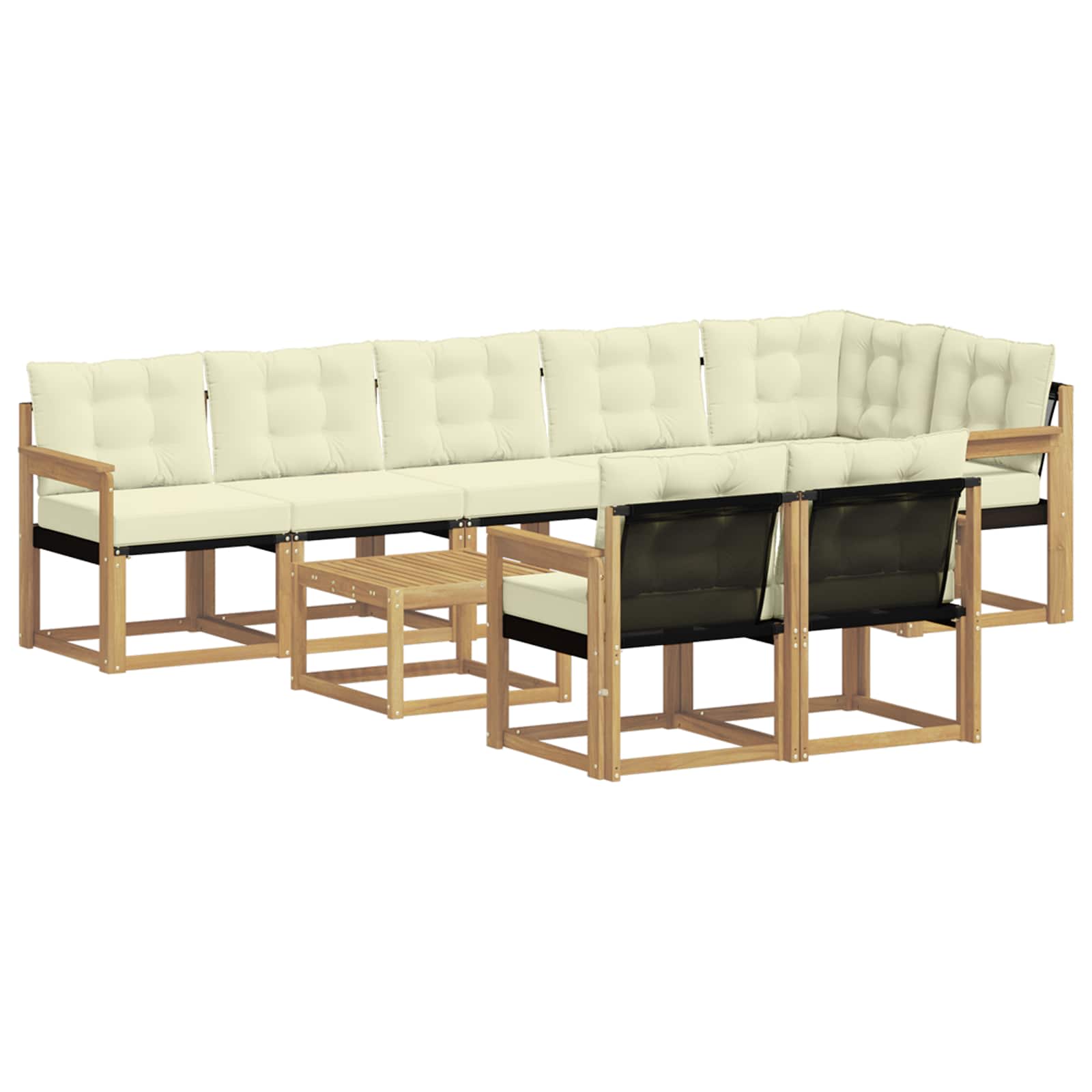 Set vanjskih sofa s jastukom 9 pcs Bijela i krem