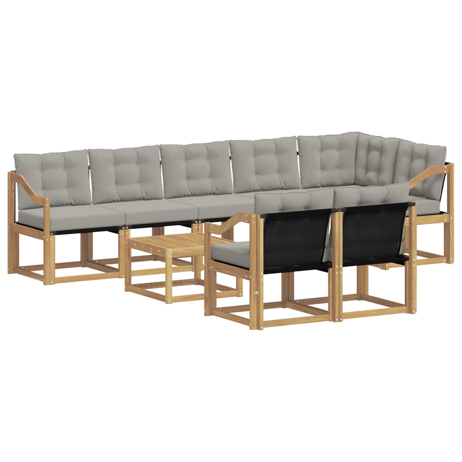 Set vanjskih sofa s jastukom 9 pcs Bijela i svjetlosiva