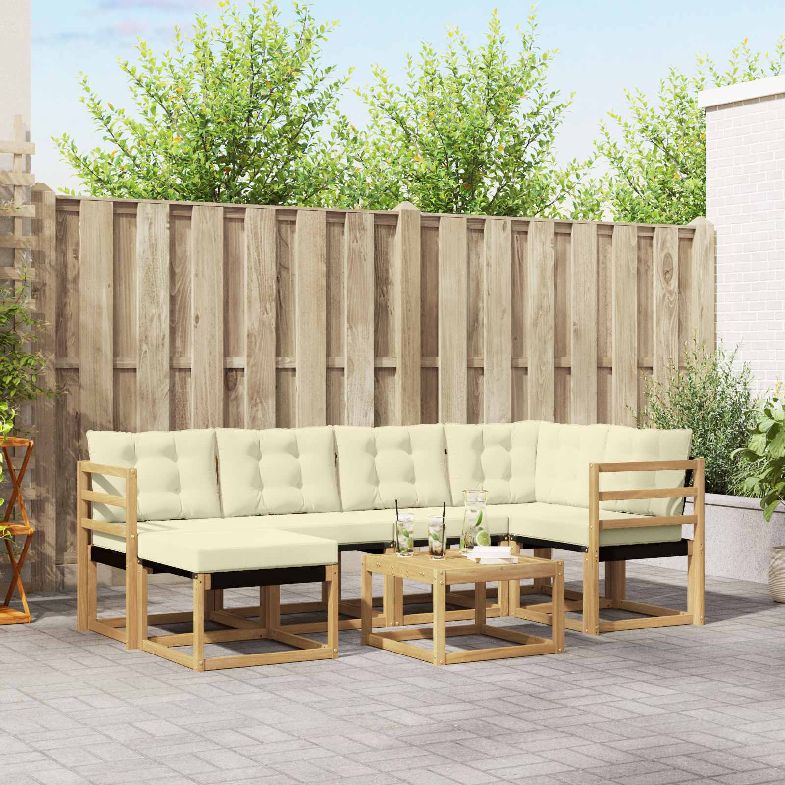 Set vanjskih sofa 7 kom. Bijela i krem