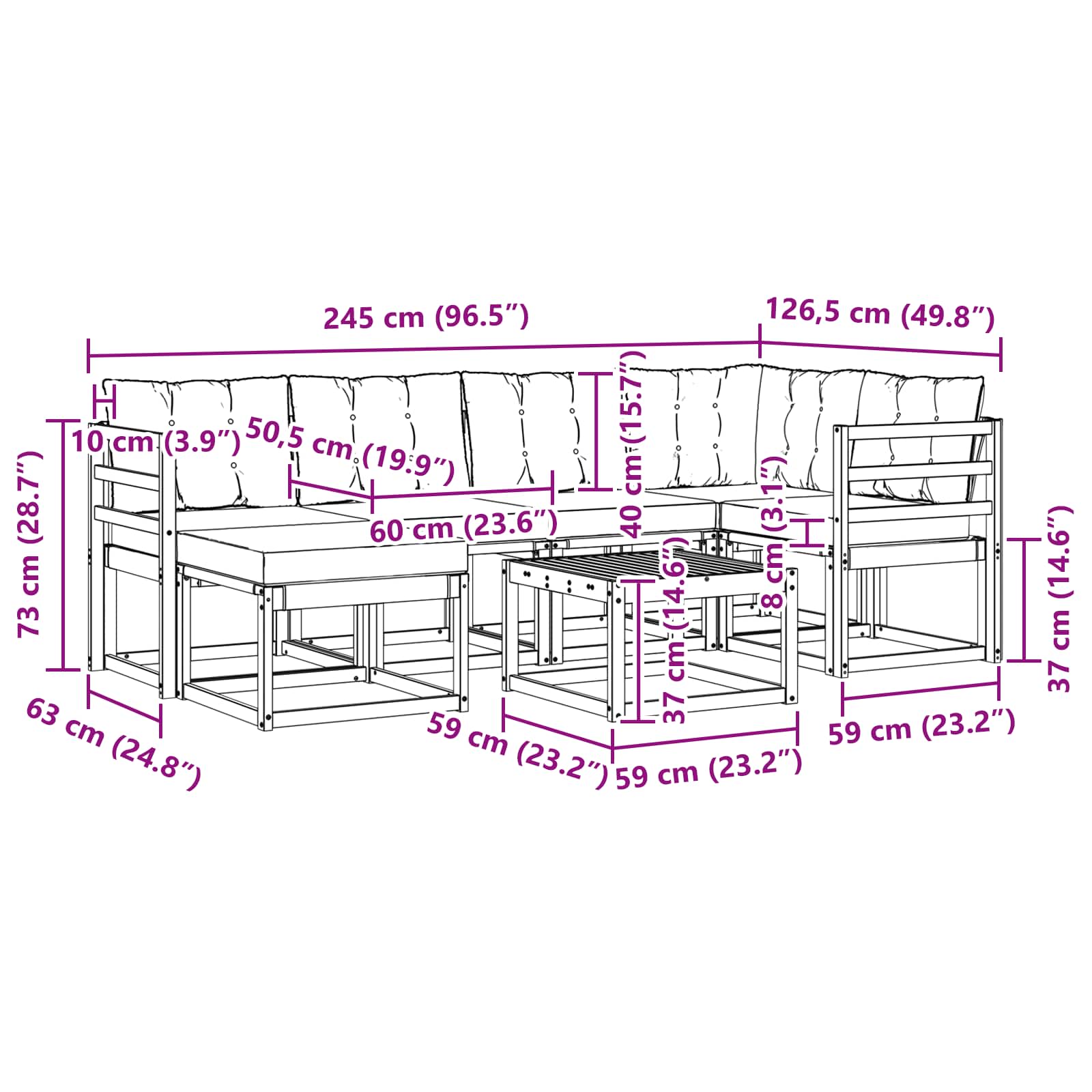 Set vanjskih sofa 7 kom. Bijela i krem