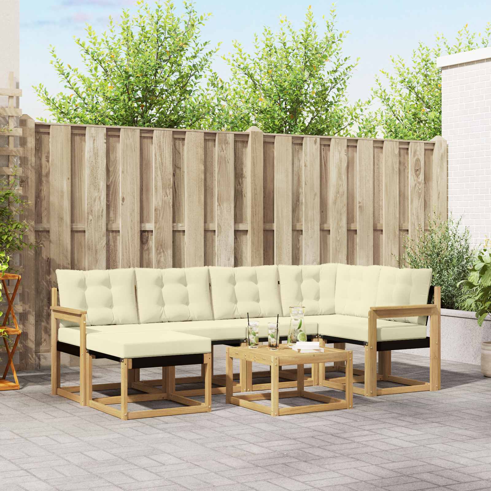 Set vanjskih sofa 7 kom. Bijela i krem