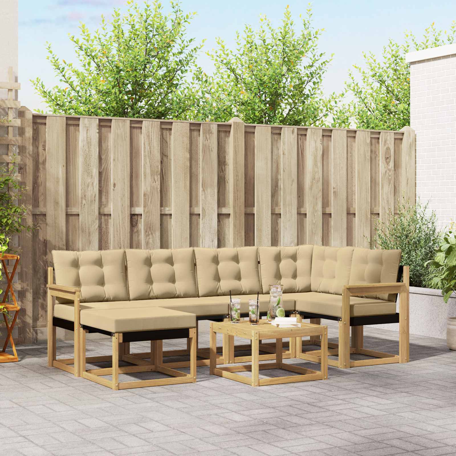 Set vanjskih sofa 7 kom. Bijela i bež