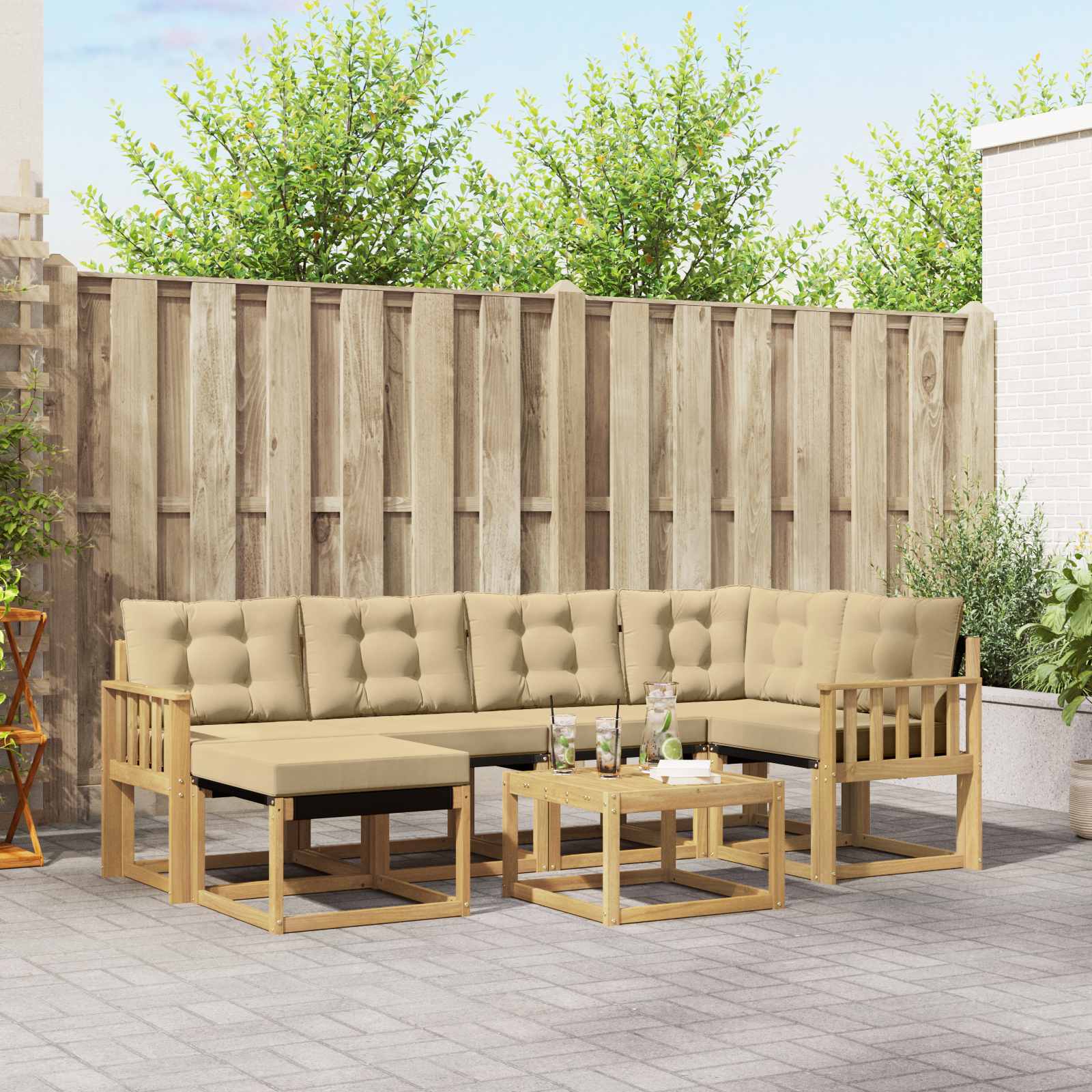 Set vanjskih sofa 7 kom. Bijela i bež