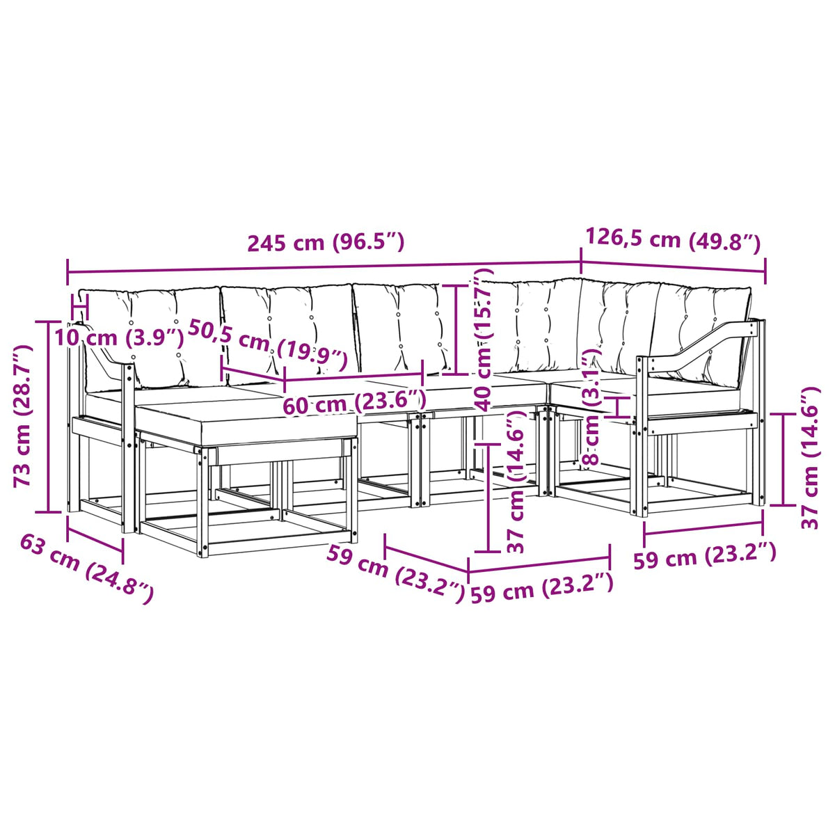Set vanjskih sofa 7 kom. Bijela i svjetlosiva