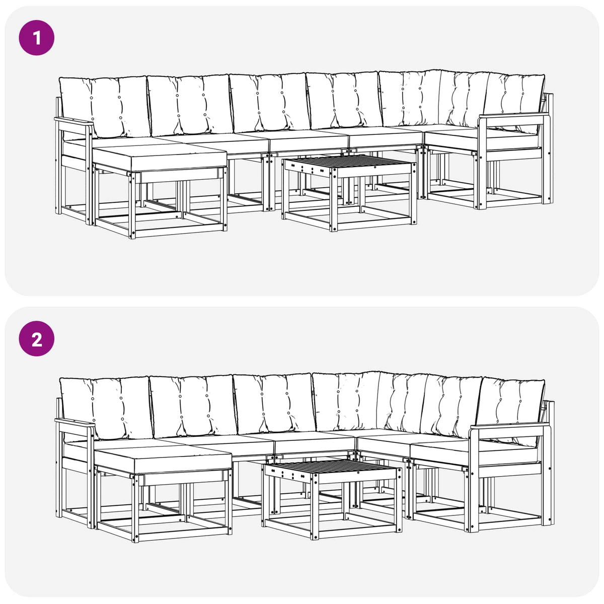 Set vanjskih sofa 8 kom. Bijela i crna