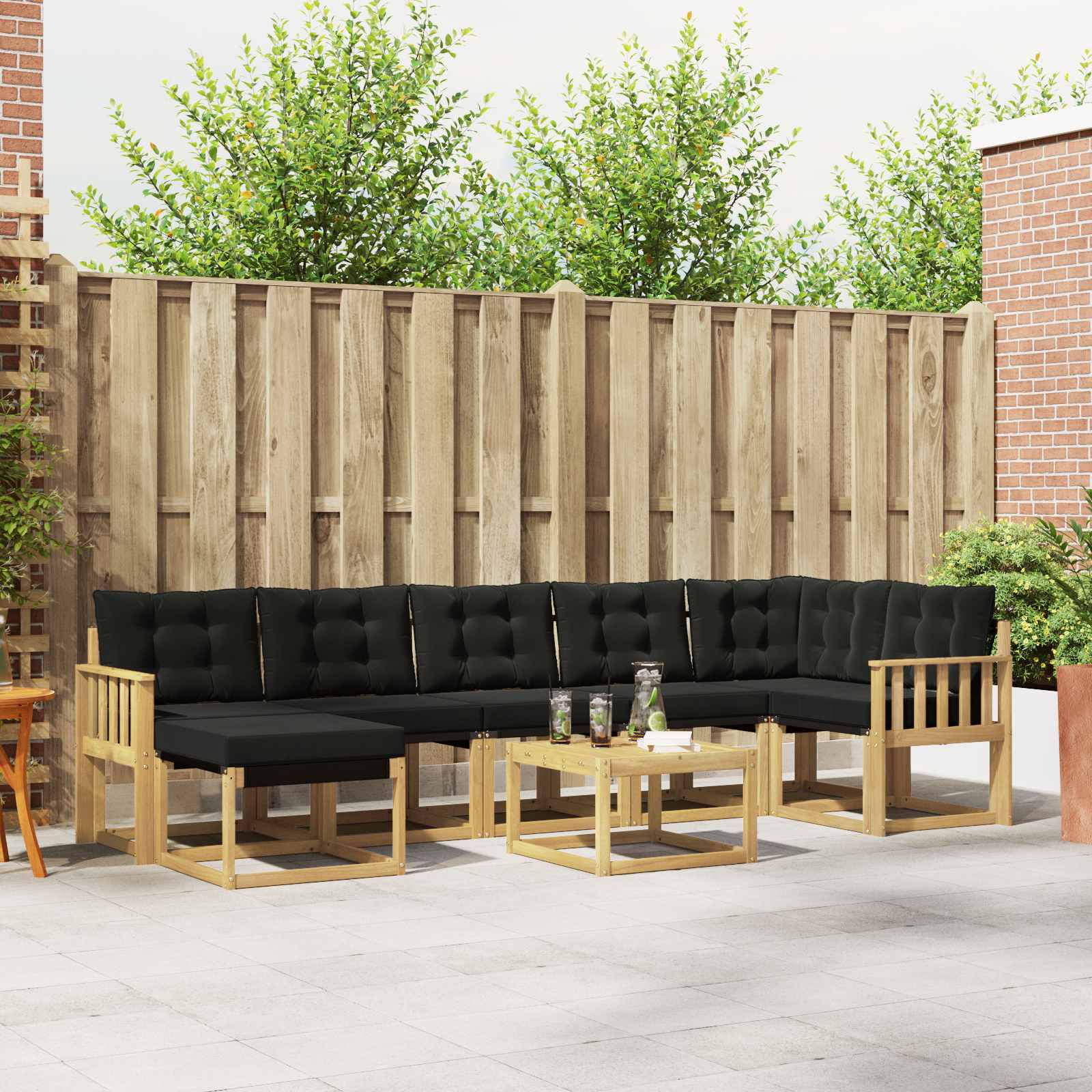 Set vanjskih sofa 8 kom. Bijela i crna