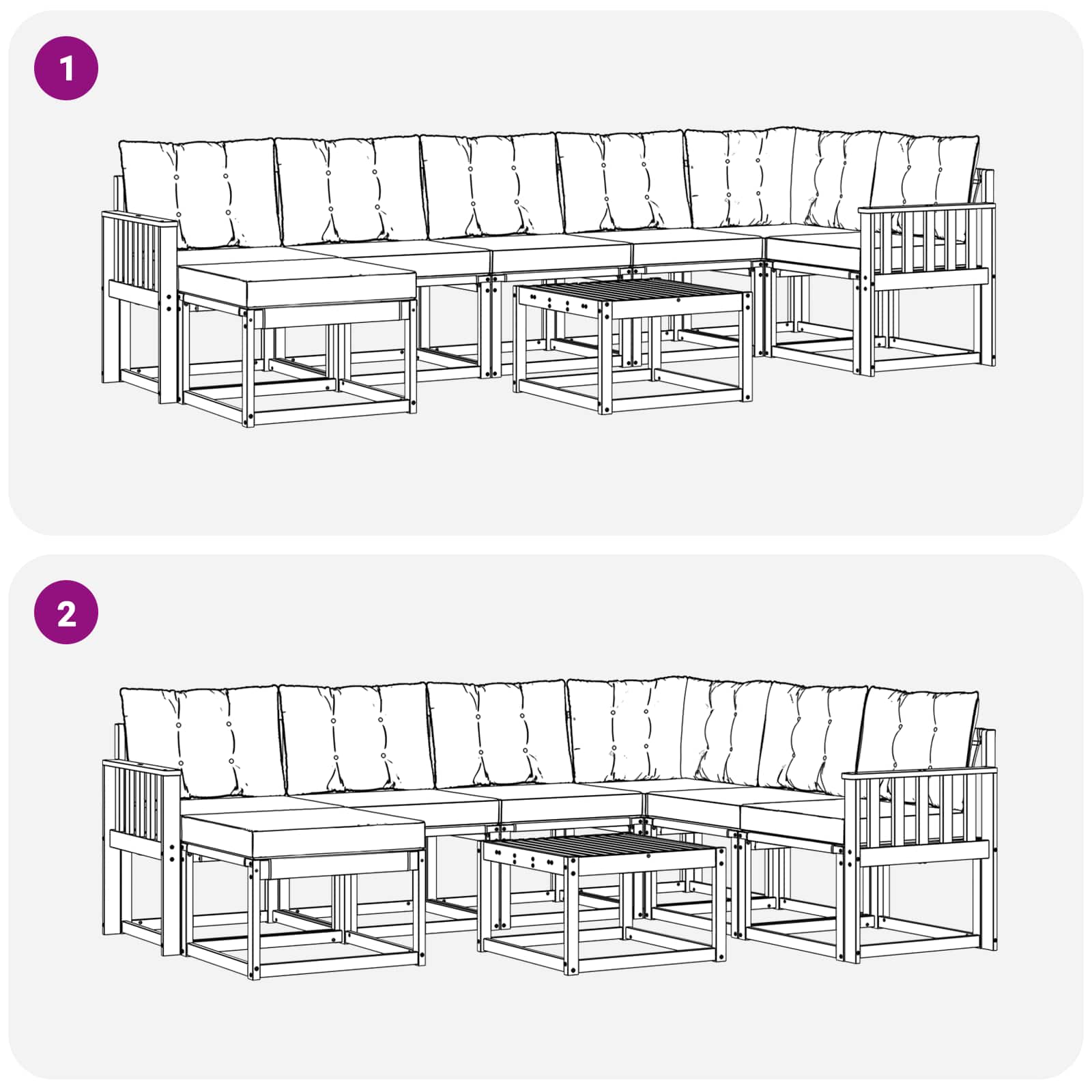 Set vanjskih sofa 8 kom. Bijela i crna