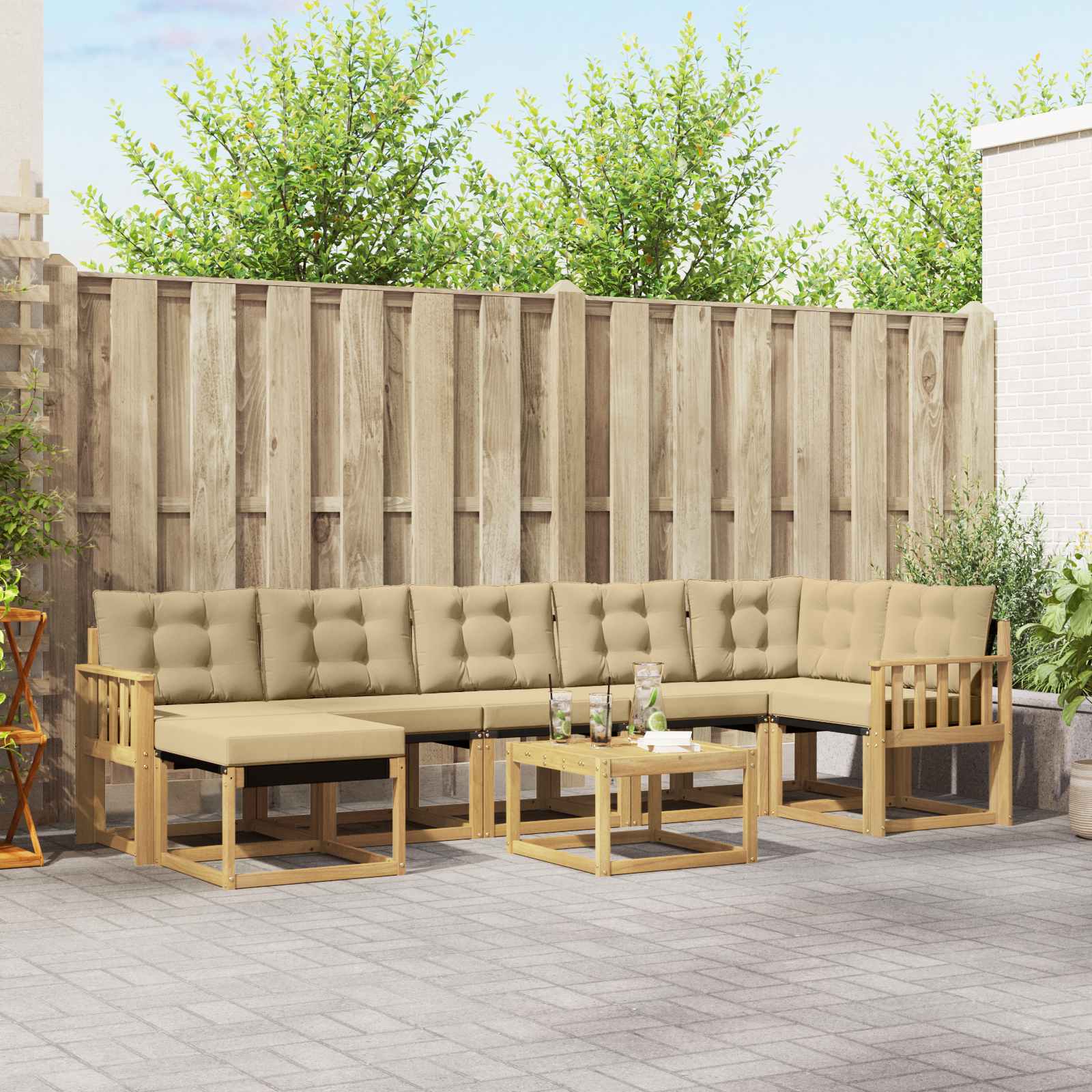 Set vanjskih sofa 8 kom. Bijela i bež