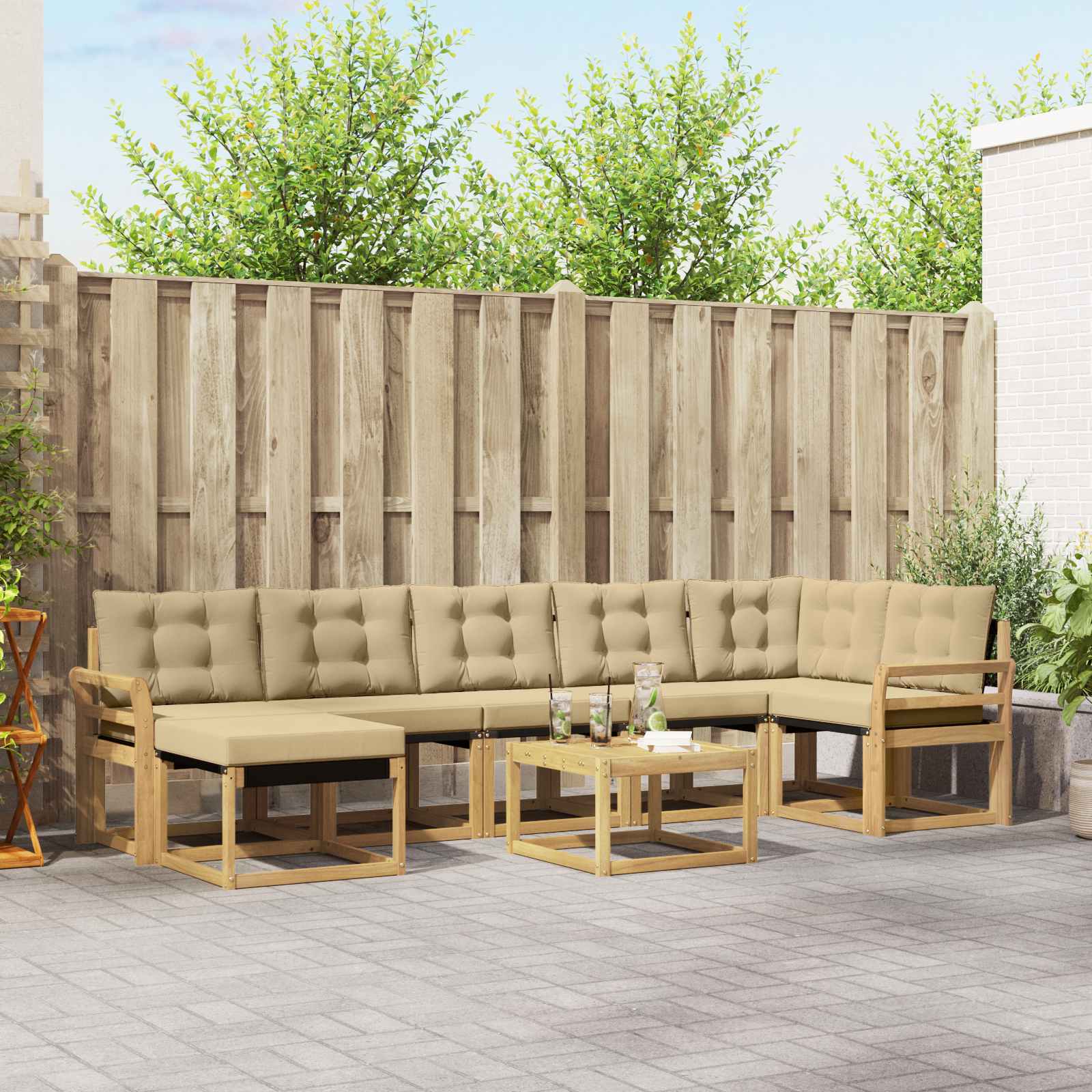 Set vanjskih sofa 8 kom. Bijela i bež