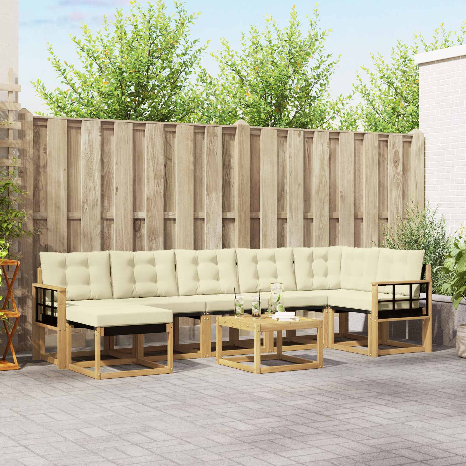 Set vanjskih sofa 8 kom. Bijela i krem