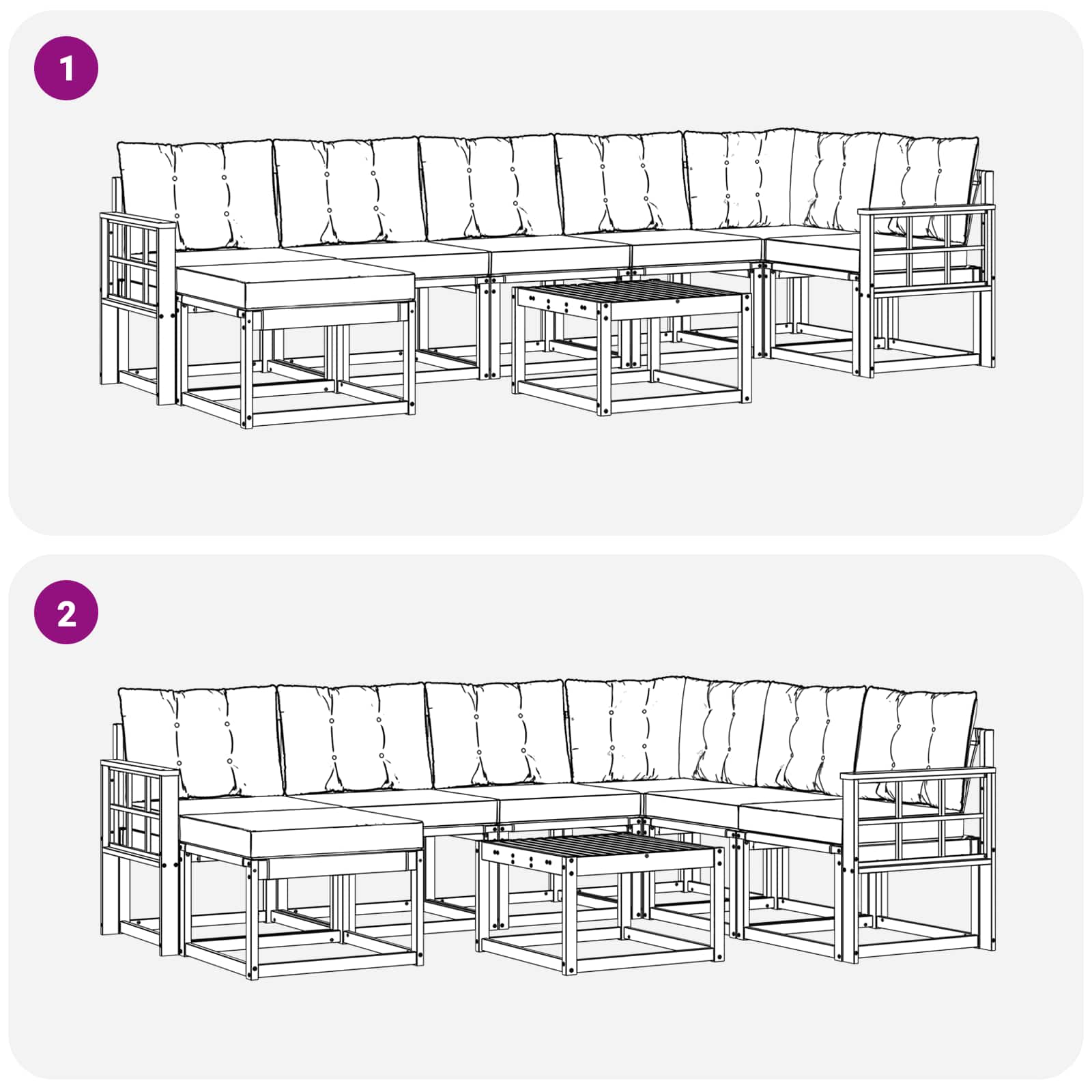 Set vanjskih sofa 8 kom. Bijela i krem