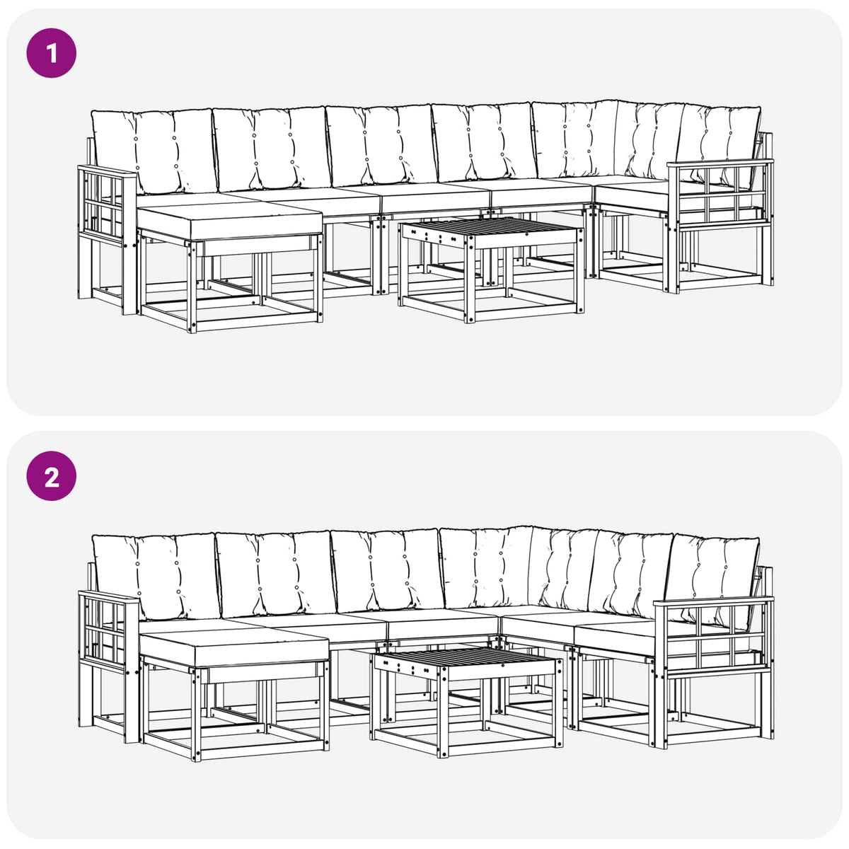 Set vanjskih sofa 8 kom. Bijela i svjetlosiva