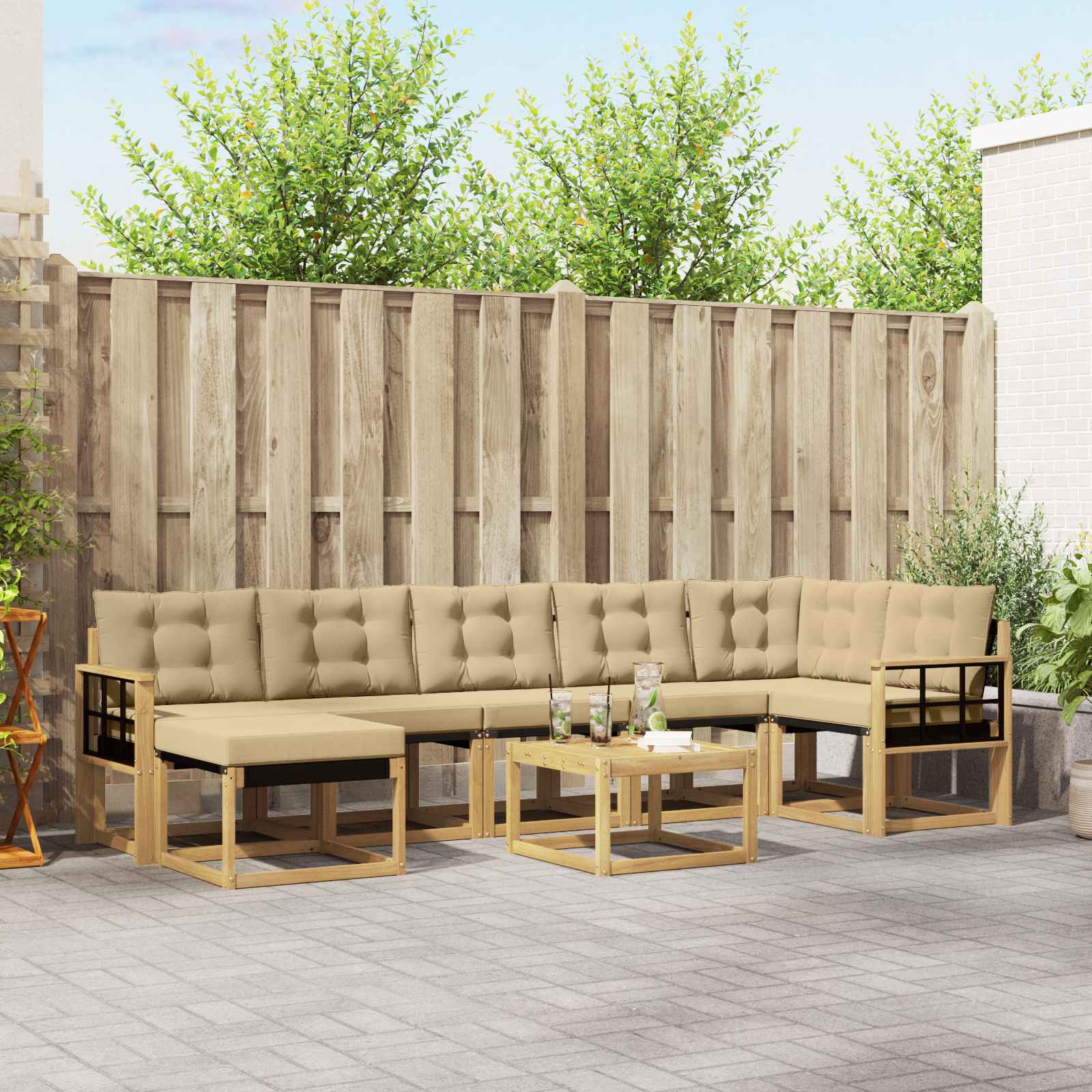 Set vanjskih sofa 8 kom. Bijela i bež