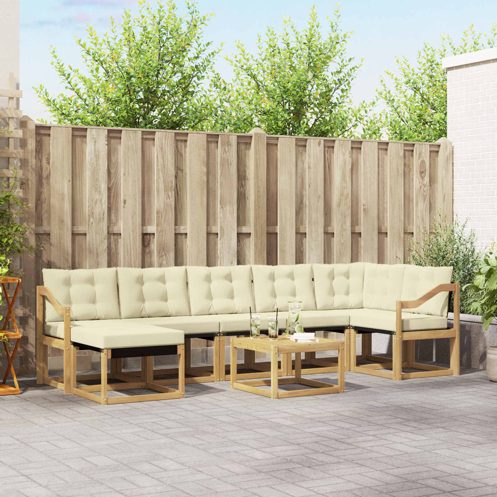 Set vanjskih sofa 8 kom. Bijela i krem