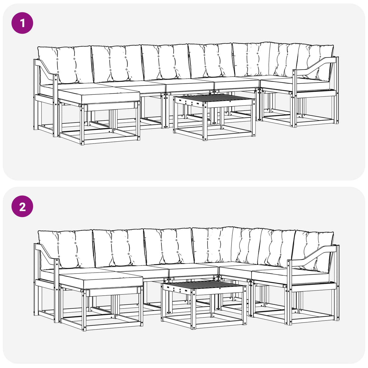 Set vanjskih sofa 8 kom. Bijela i krem