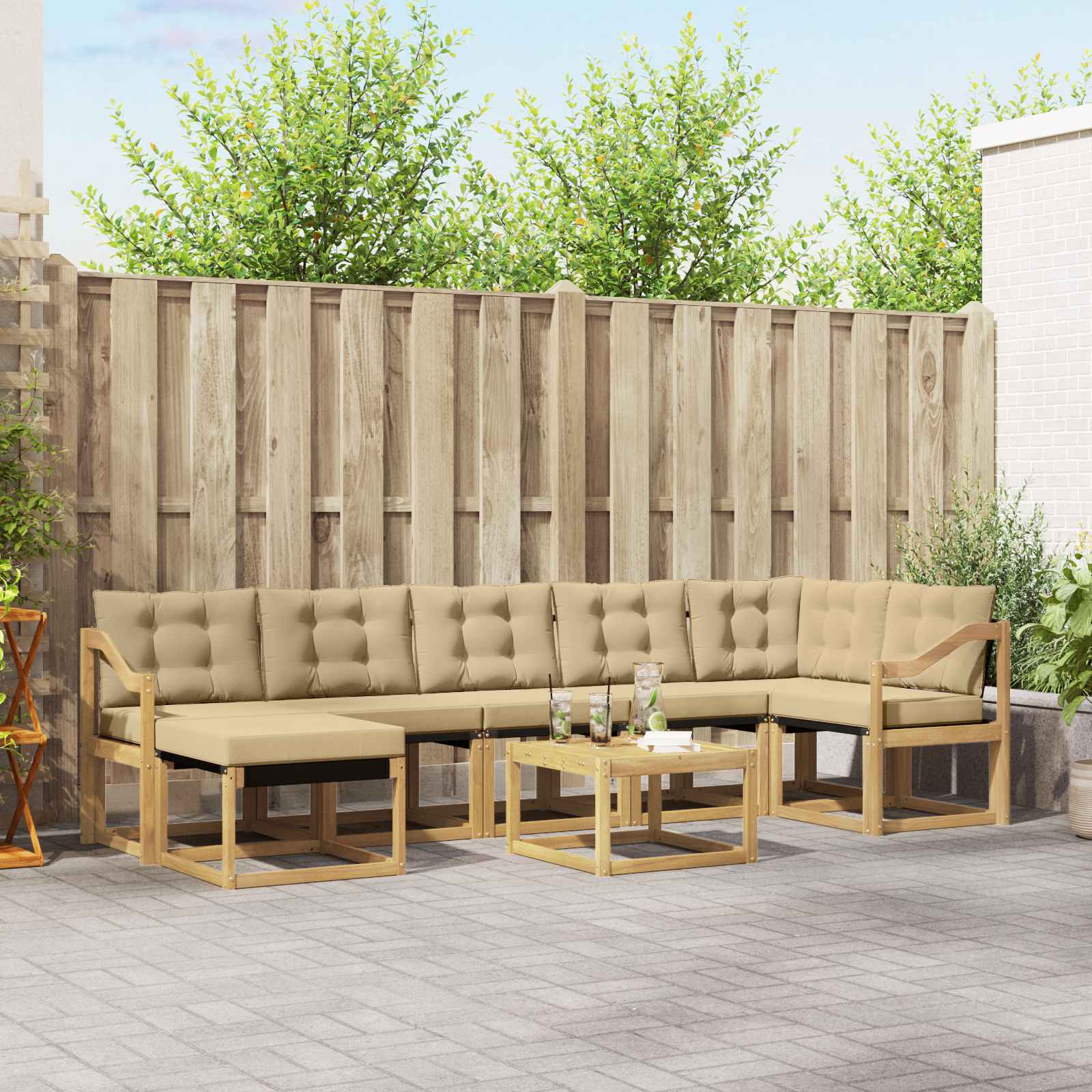 Set vanjskih sofa 8 kom. Bijela i bež