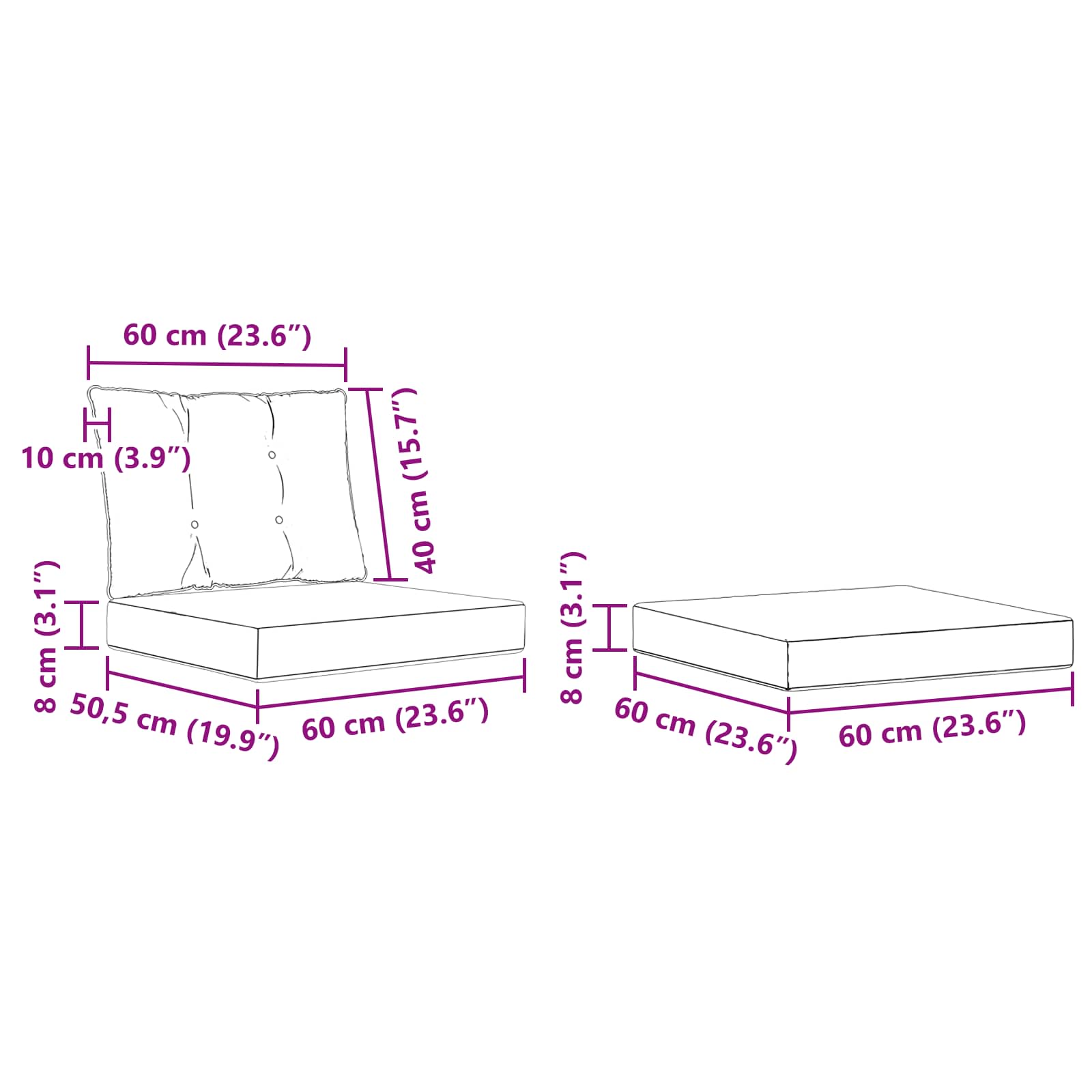 Set vanjskih sofa 6 pcs Bijela i svjetlosiva