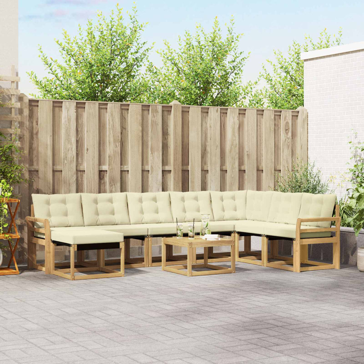 Set vanjskih sofa 9 kom. Bijela i krem