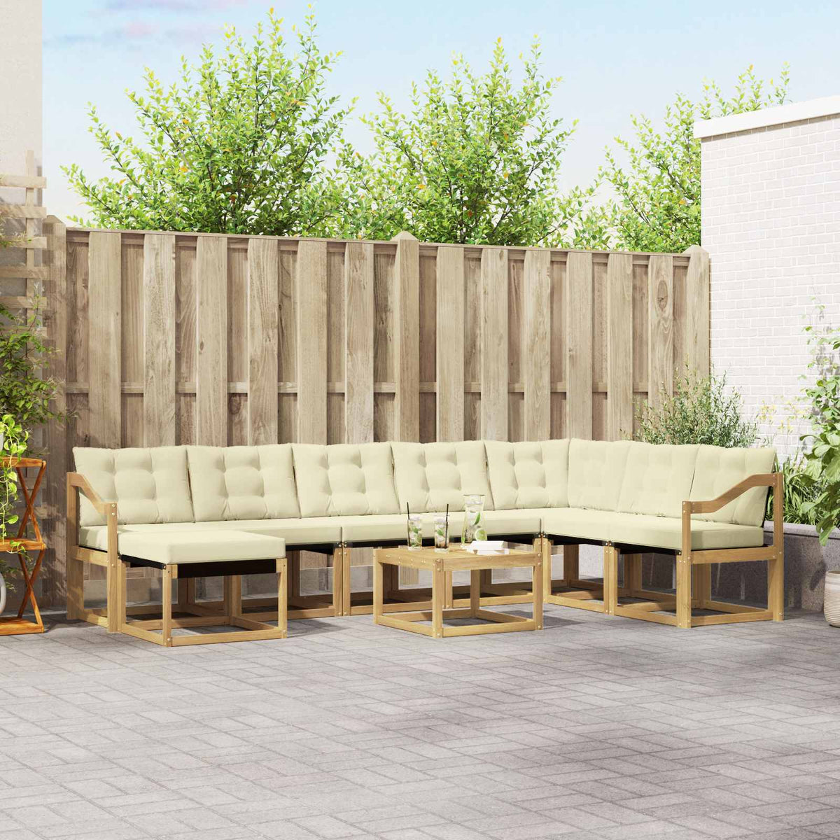 Set vanjskih sofa 9 kom. Bijela i krem