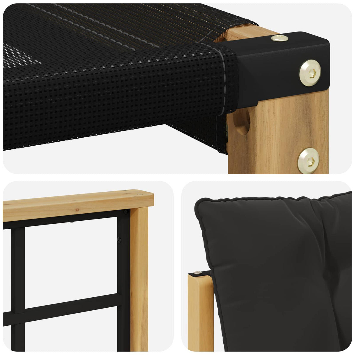 Set vanjskih sofa 7 kom. Bijela i crna Smeđa 304 x 128,5 x 73 cm