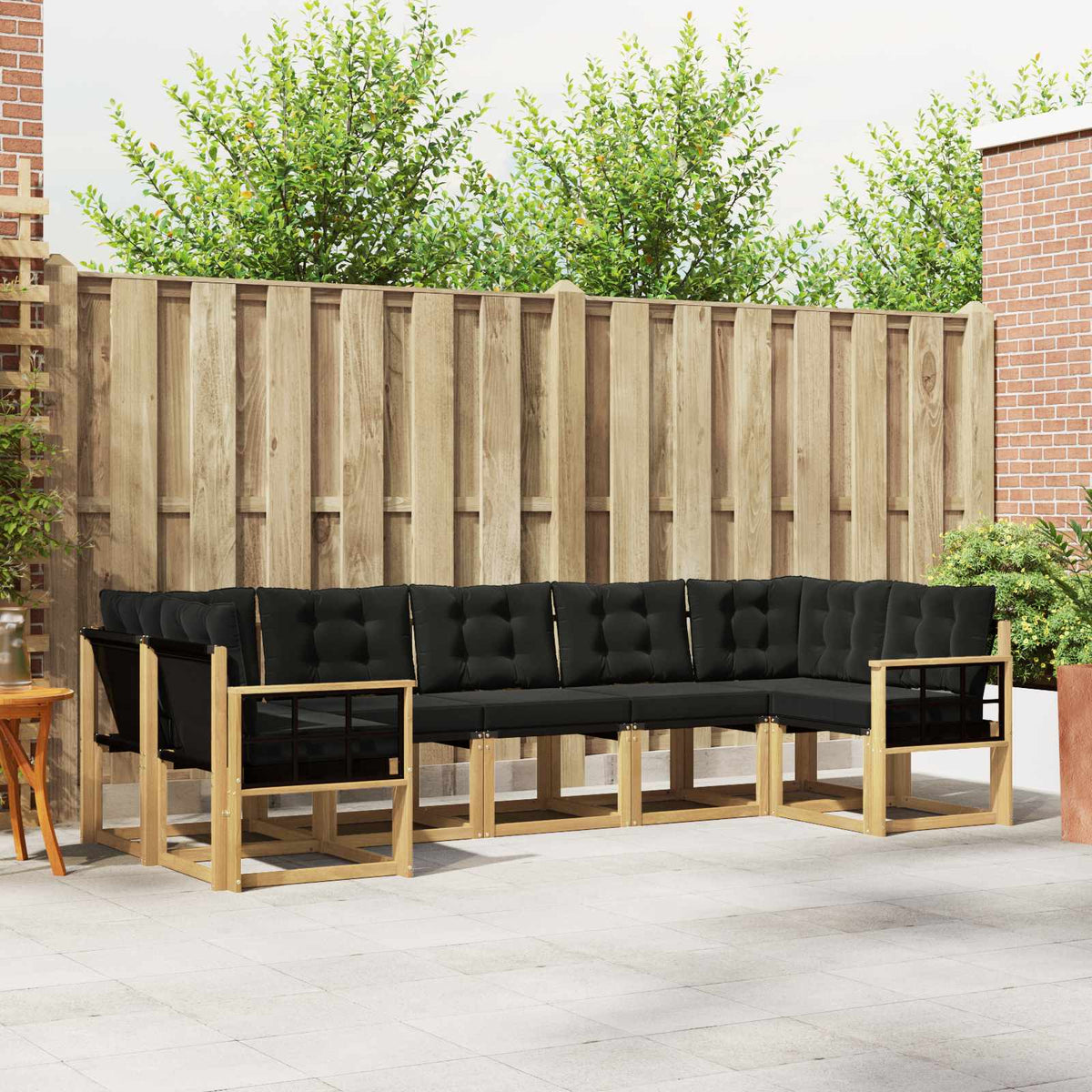 Set vanjskih sofa 7 kom. Bijela i crna Smeđa 304 x 128,5 x 73 cm