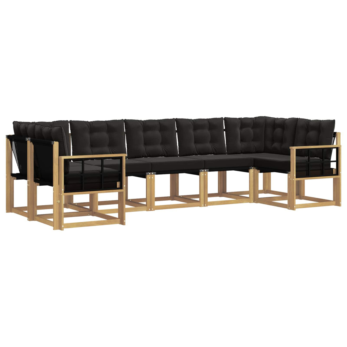 Set vanjskih sofa 7 kom. Bijela i crna Smeđa 304 x 128,5 x 73 cm