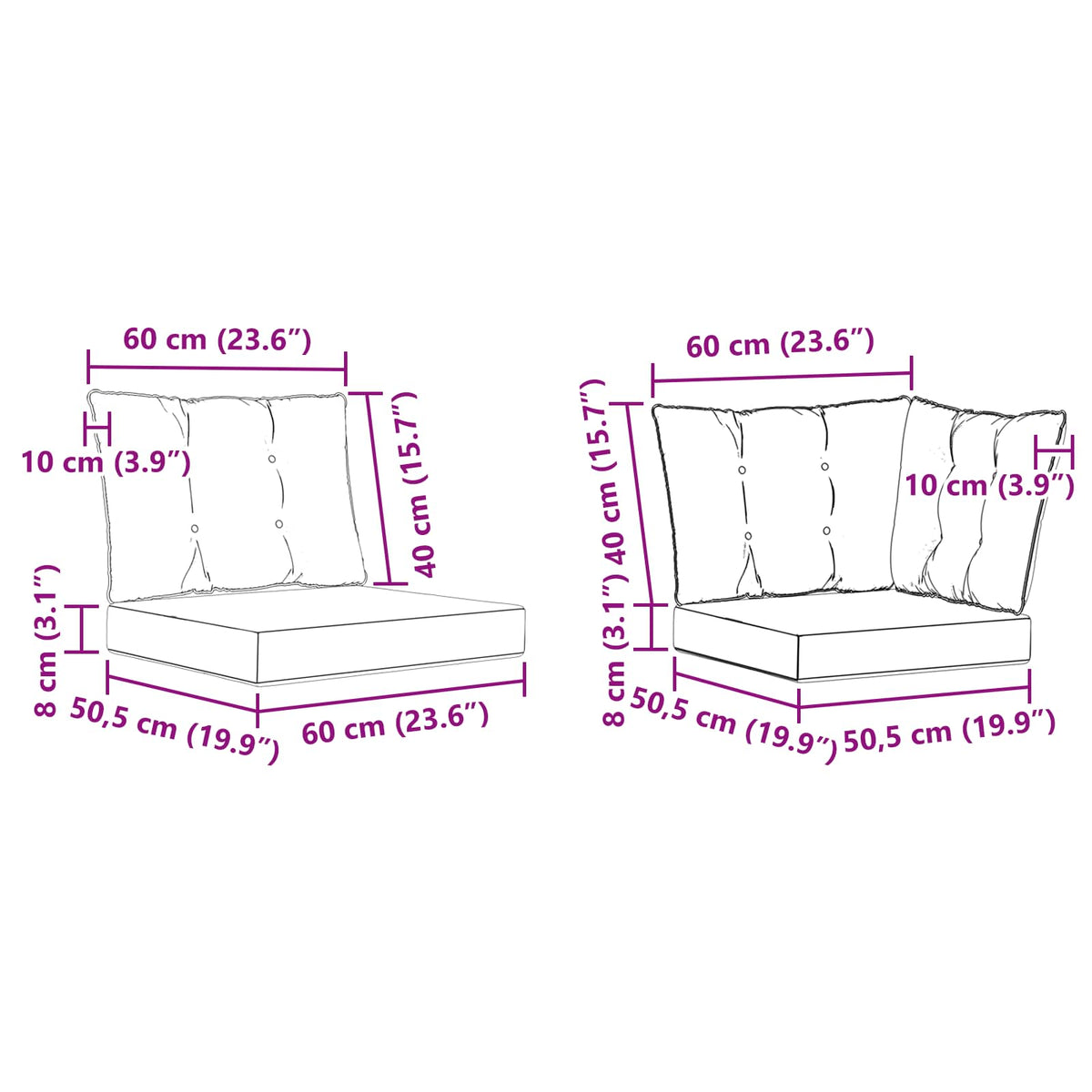 Set vanjskih sofa 7 kom. Bijela i crna Smeđa 304 x 128,5 x 73 cm