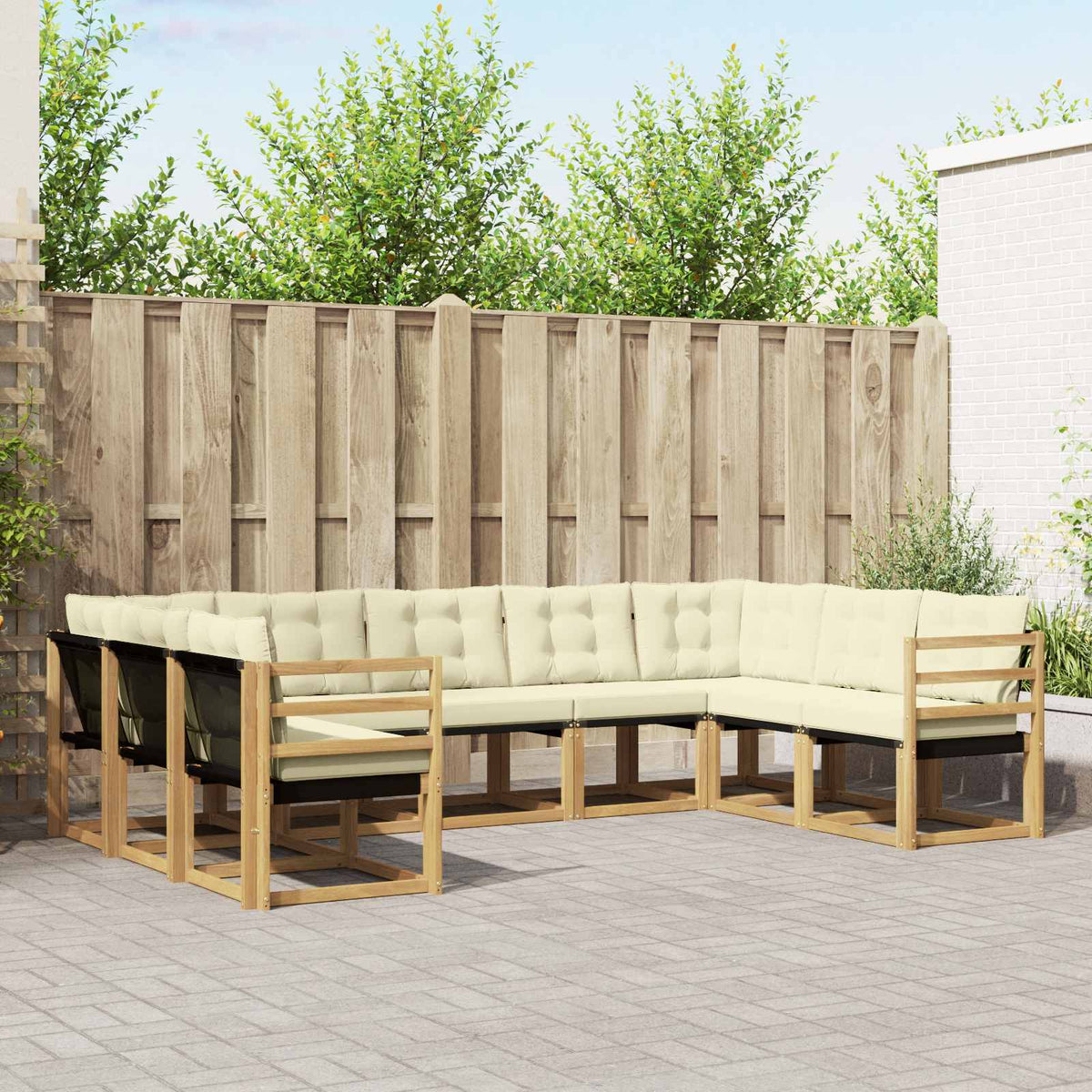 Set vanjskih sofa s jastukom 9 pcs Bijela i krem