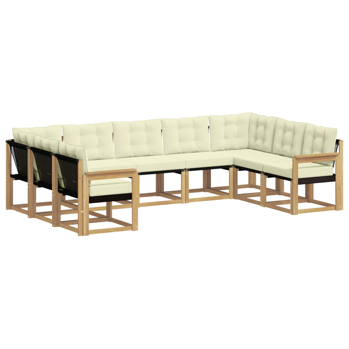 Set vanjskih sofa s jastukom 9 pcs Bijela i krem