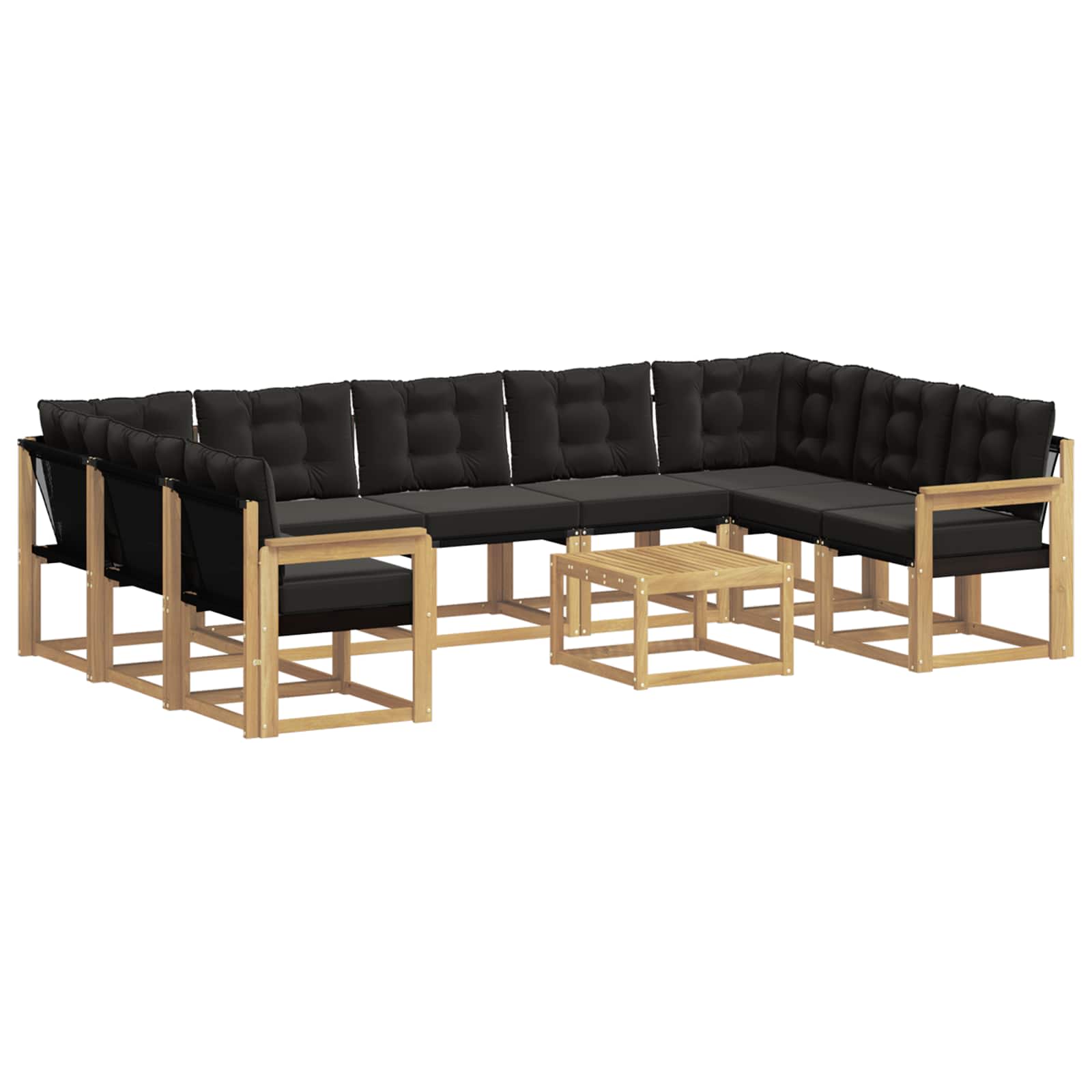Set vanjskih sofa s jastukom 10 pcs Bijela i crna