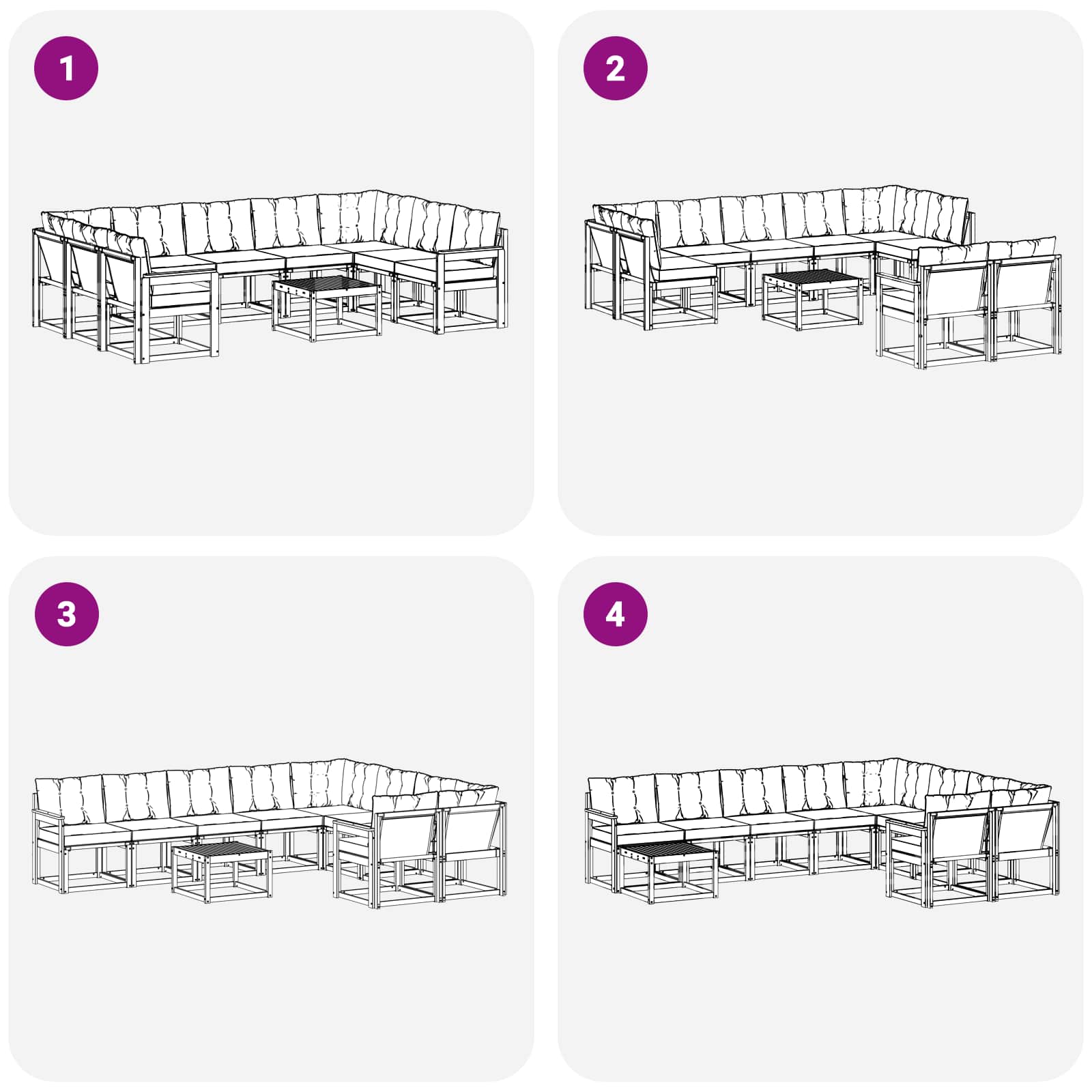 Set vanjskih sofa s jastukom 10 pcs Bijela i crna