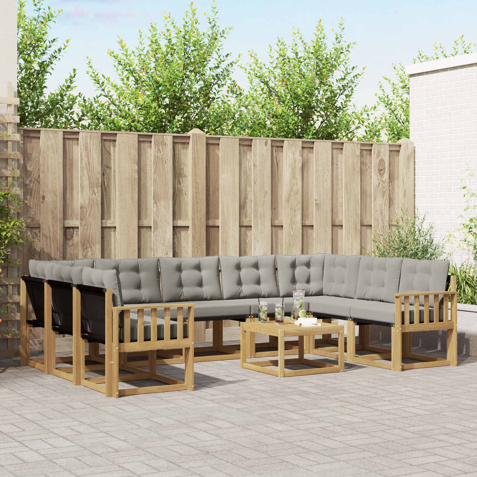Set vanjskih sofa s jastukom 10 pcs Bijela i svjetlosiva