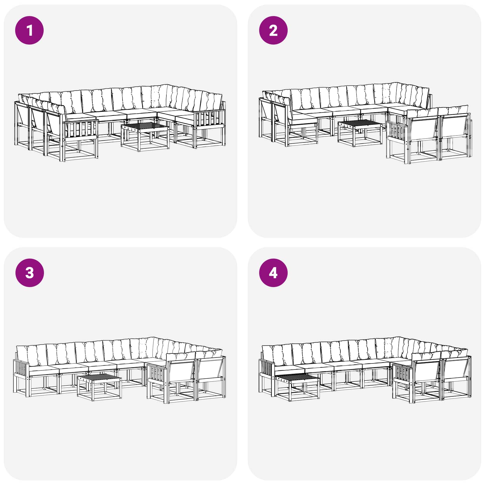 Set vanjskih sofa s jastukom 10 pcs Bijela i svjetlosiva