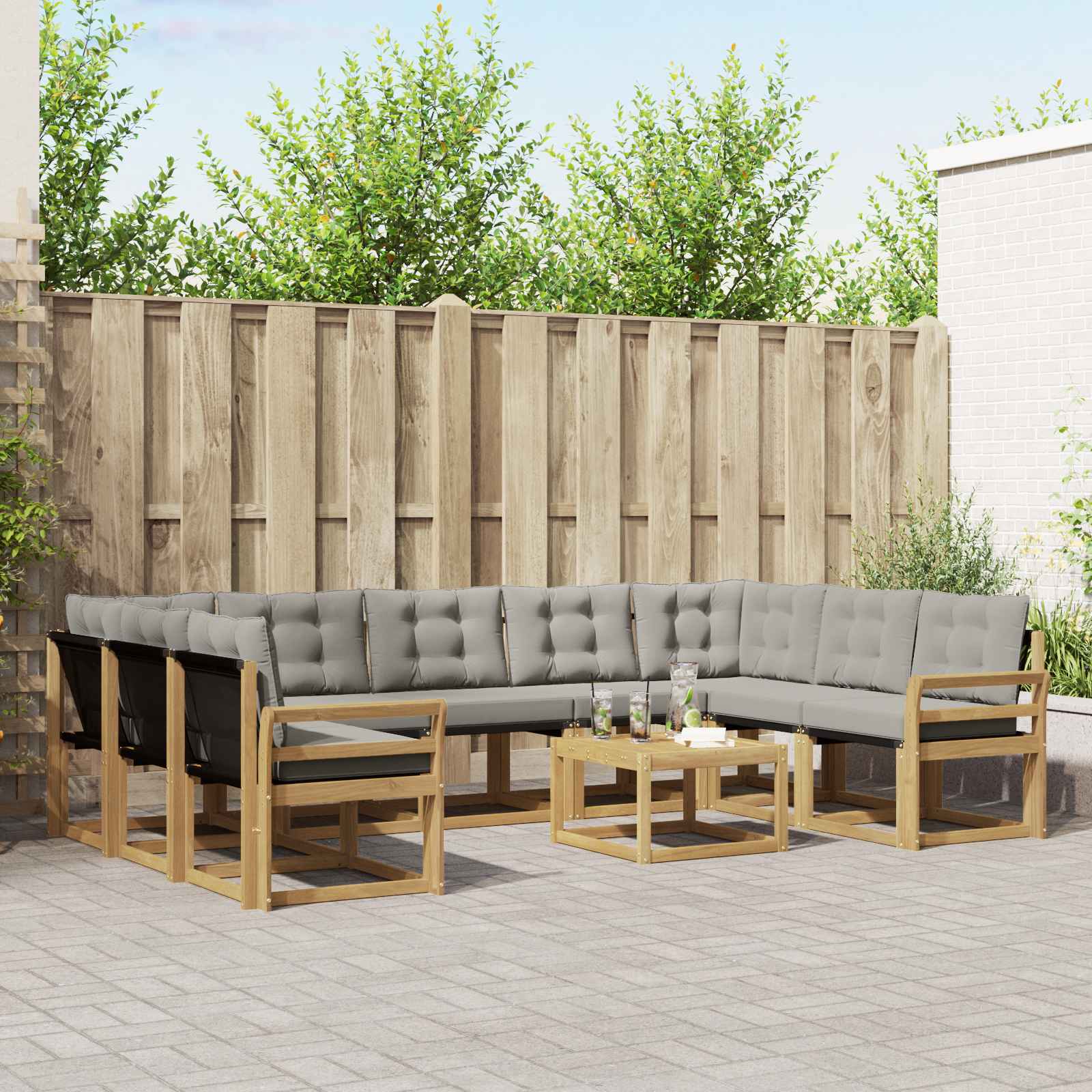 Set vanjskih sofa s jastukom 10 pcs Bijela i svjetlosiva