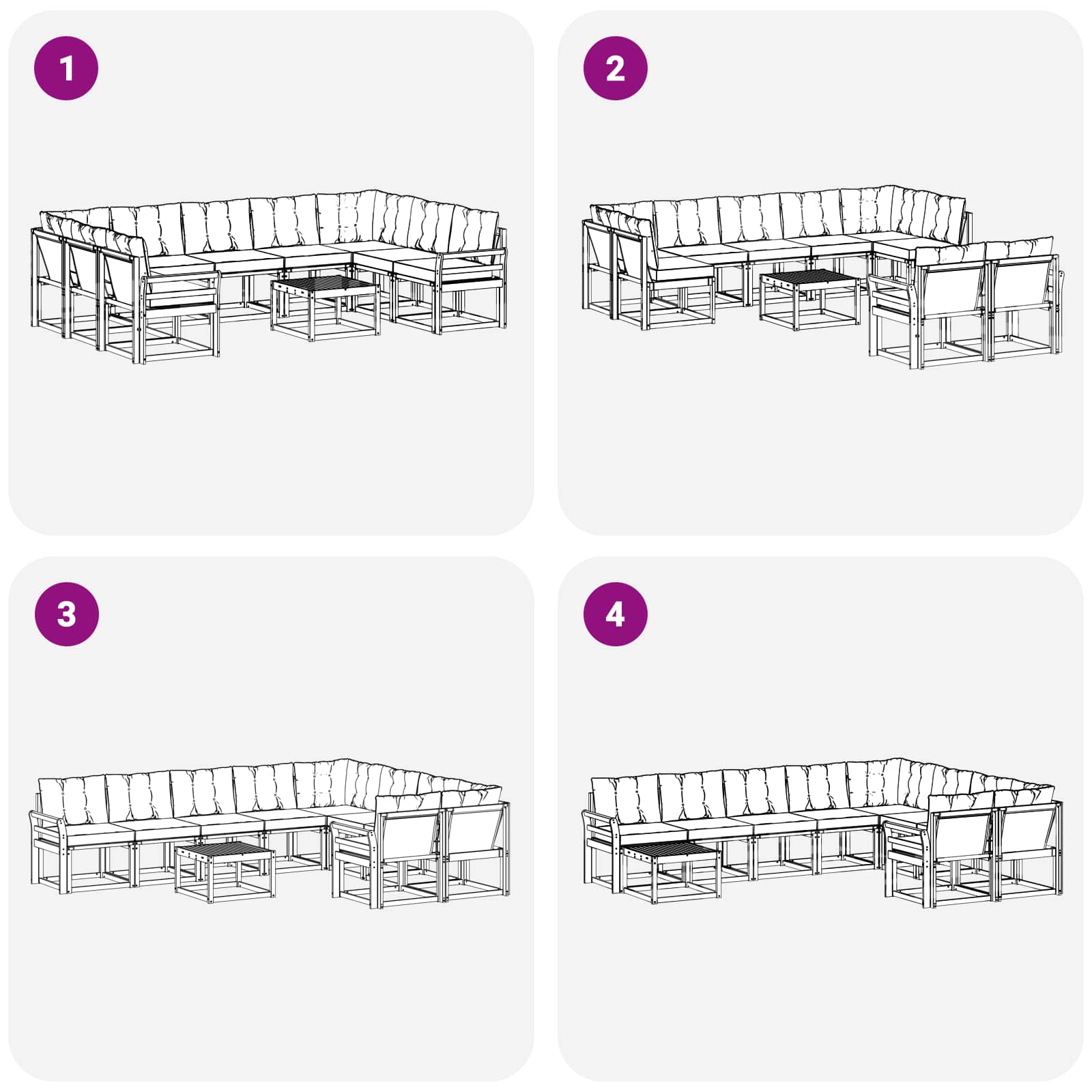 Set vanjskih sofa s jastukom 10 pcs Bijela i crna