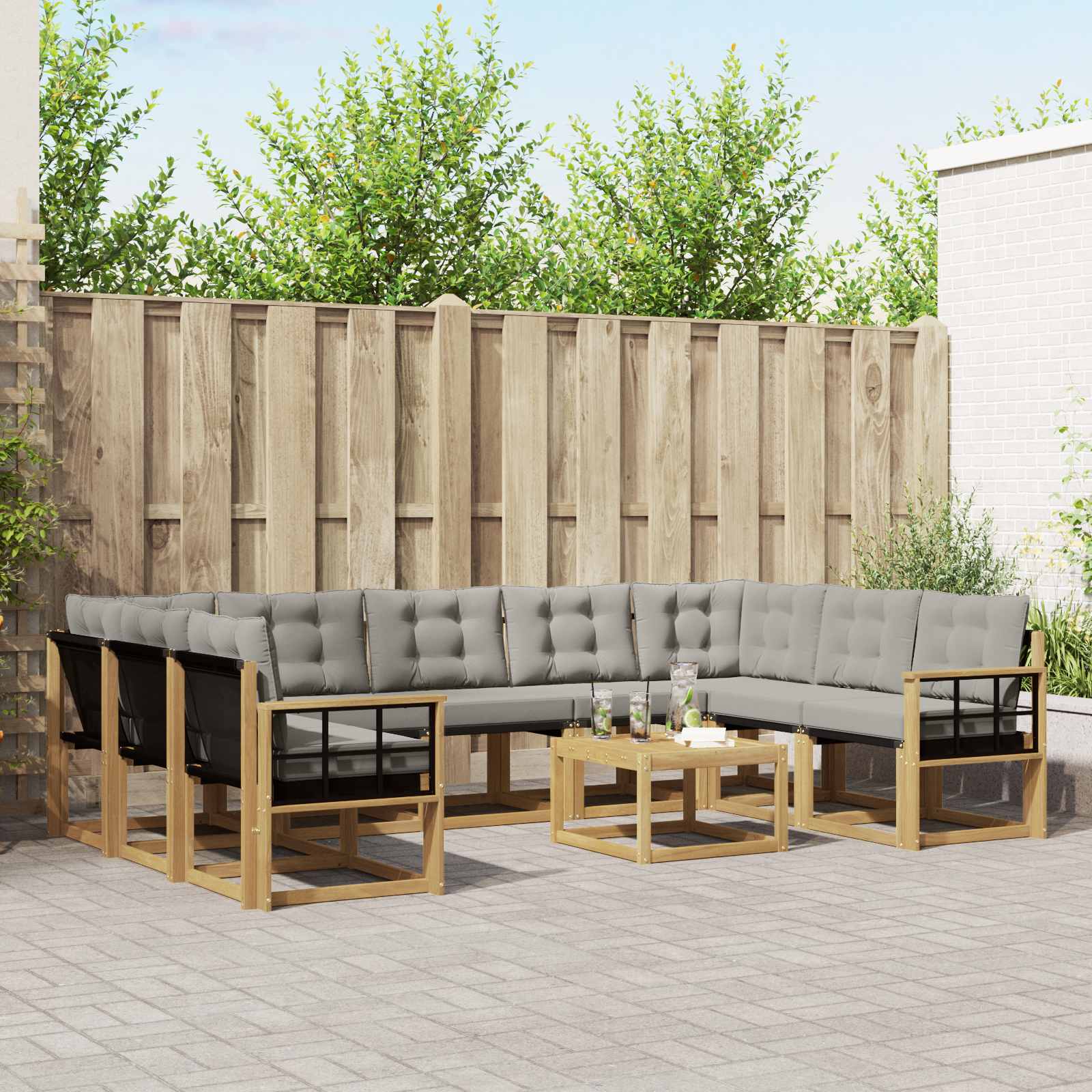 Set vanjskih sofa s jastukom 10 pcs Bijela i svjetlosiva