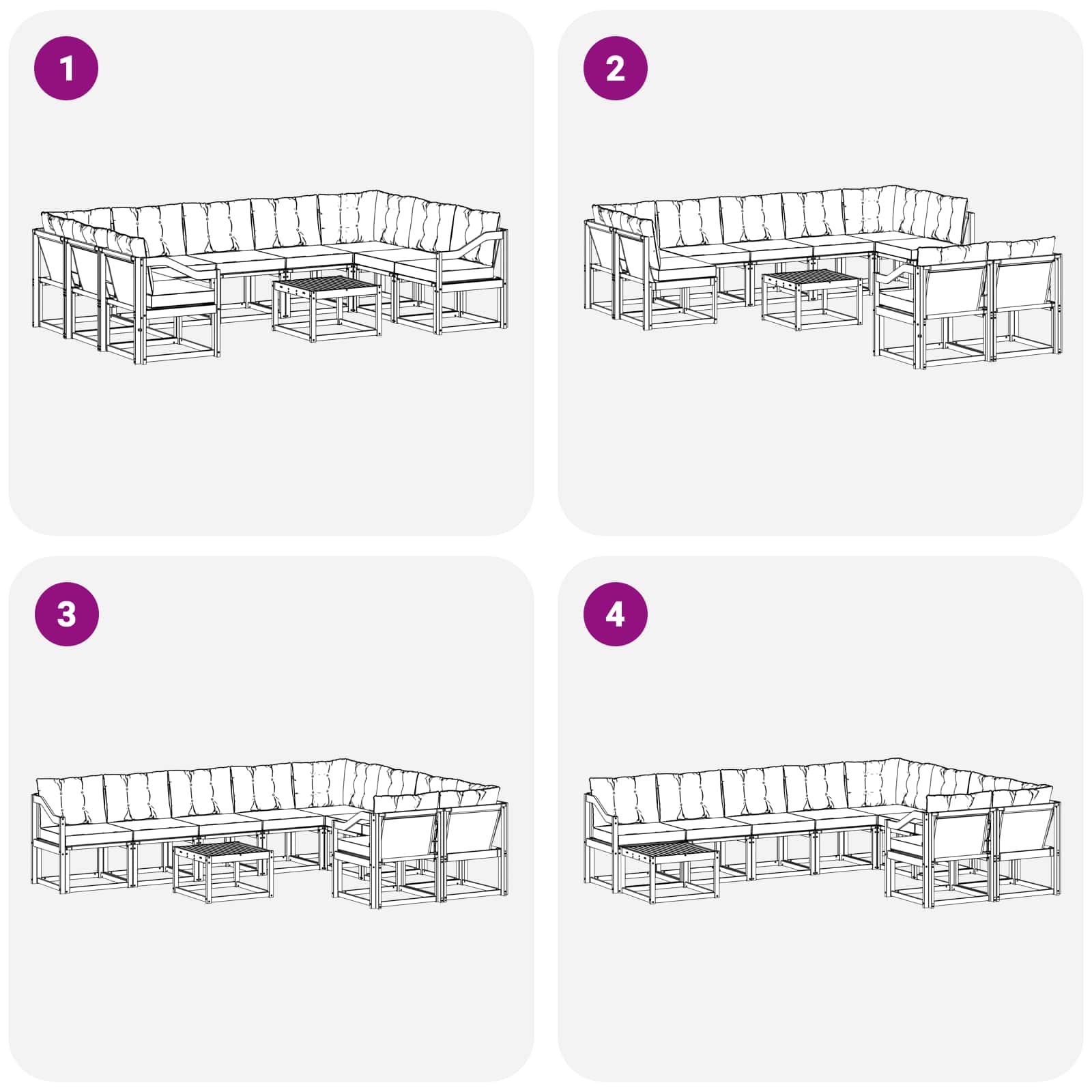 Set vanjskih sofa s jastukom 10 pcs Bijela i crna