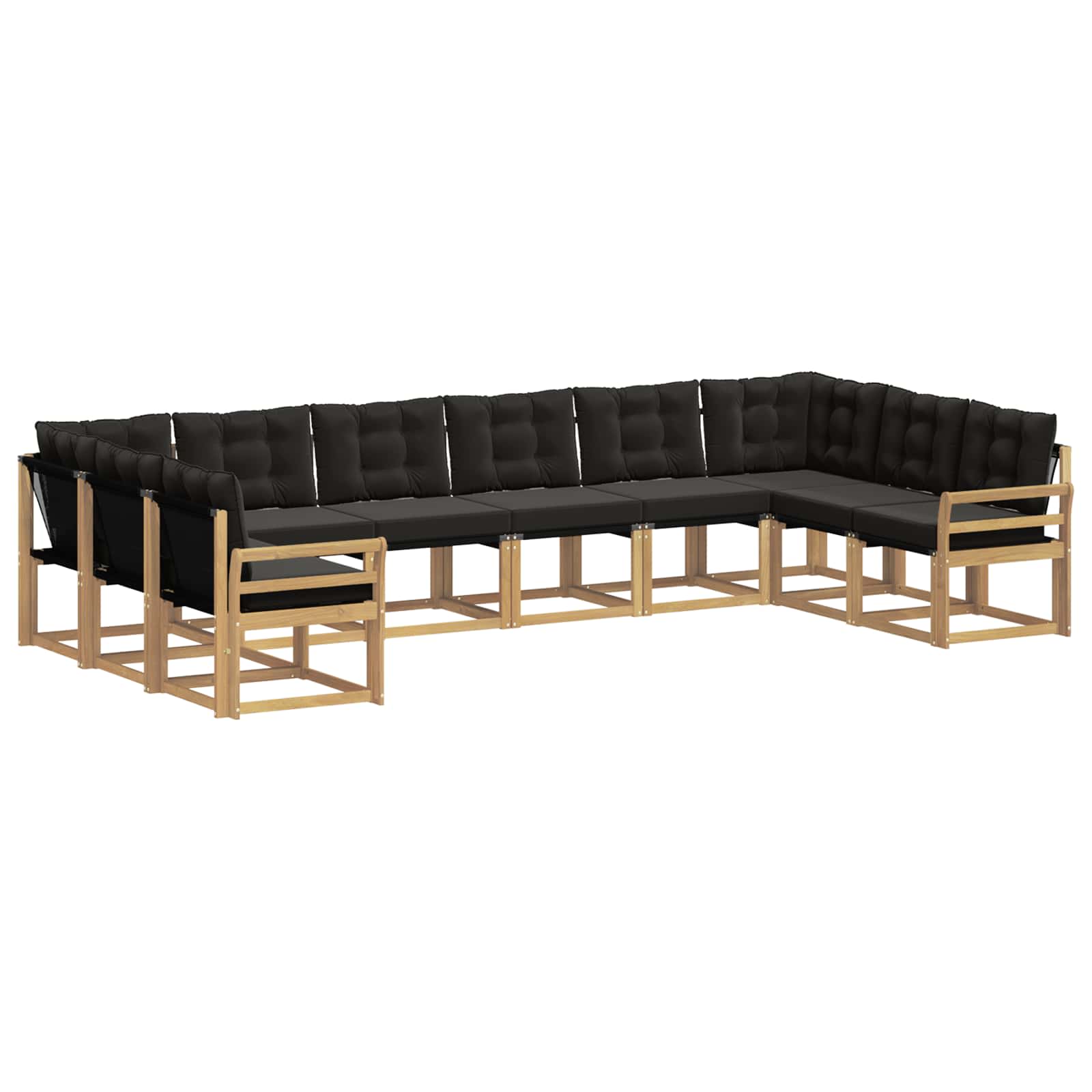 Set vanjskih sofa s jastukom 10 pcs Bijela i crna