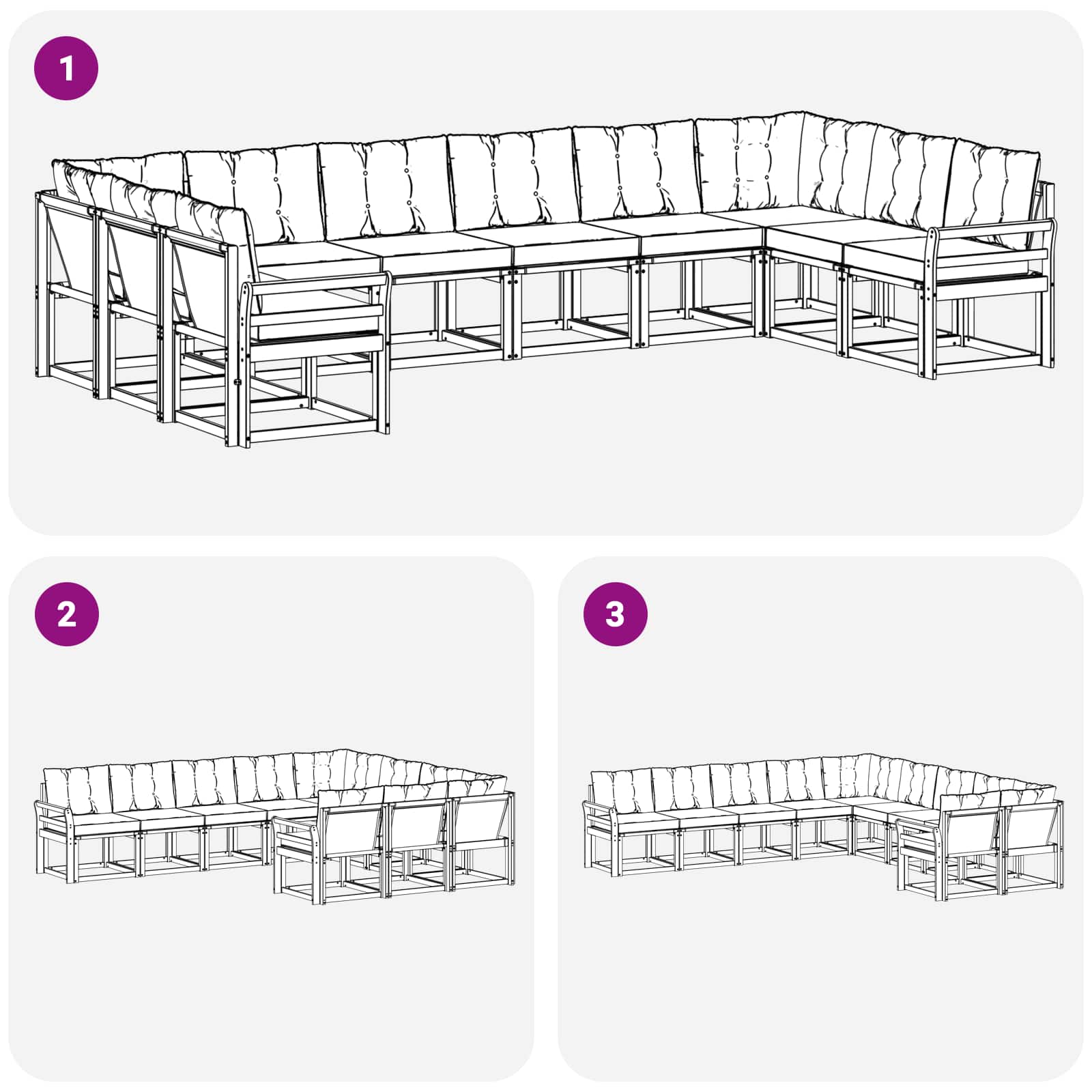 Set vanjskih sofa s jastukom 10 pcs Bijela i crna