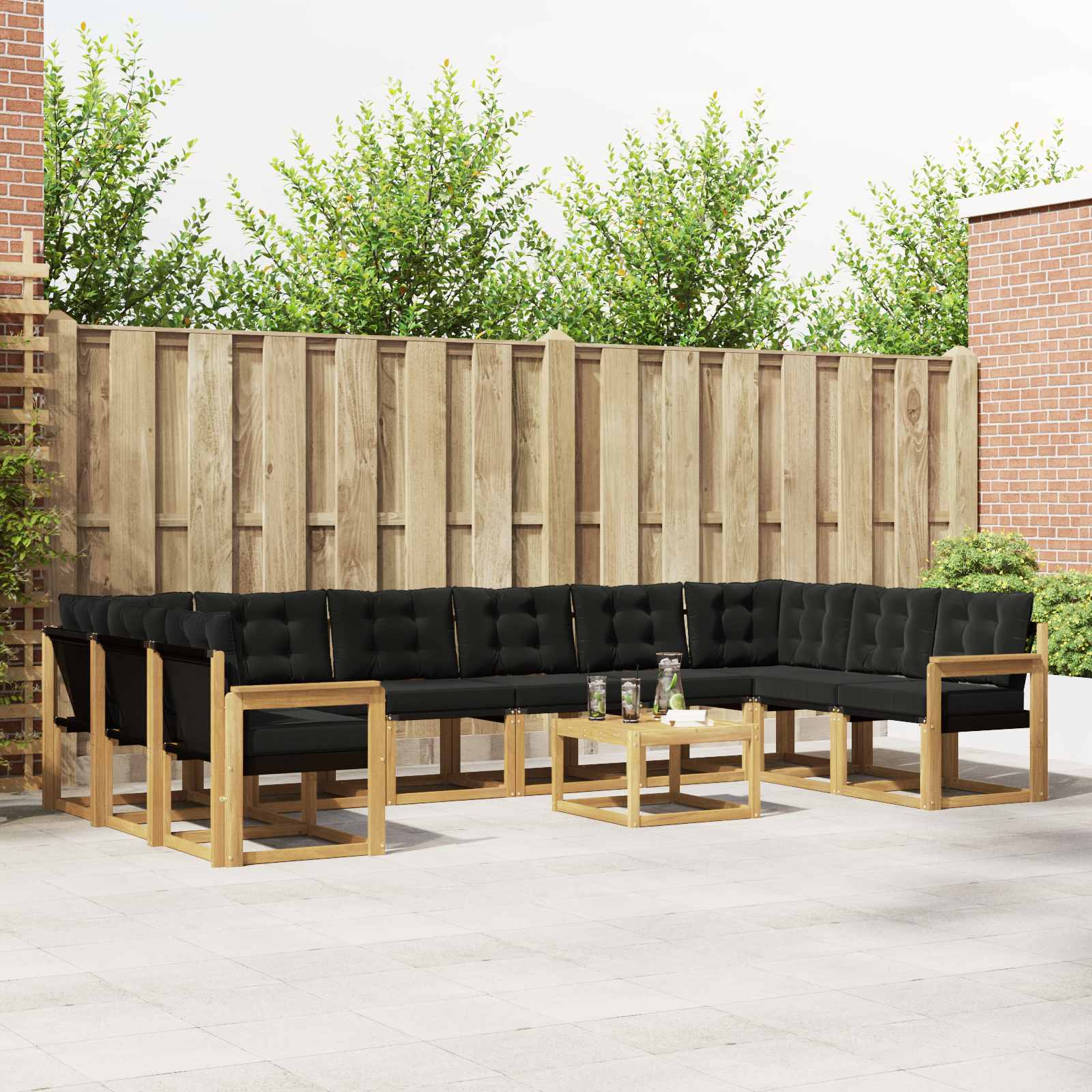 Set vanjskih sofa s jastukom 11 pcs Bijela i crna