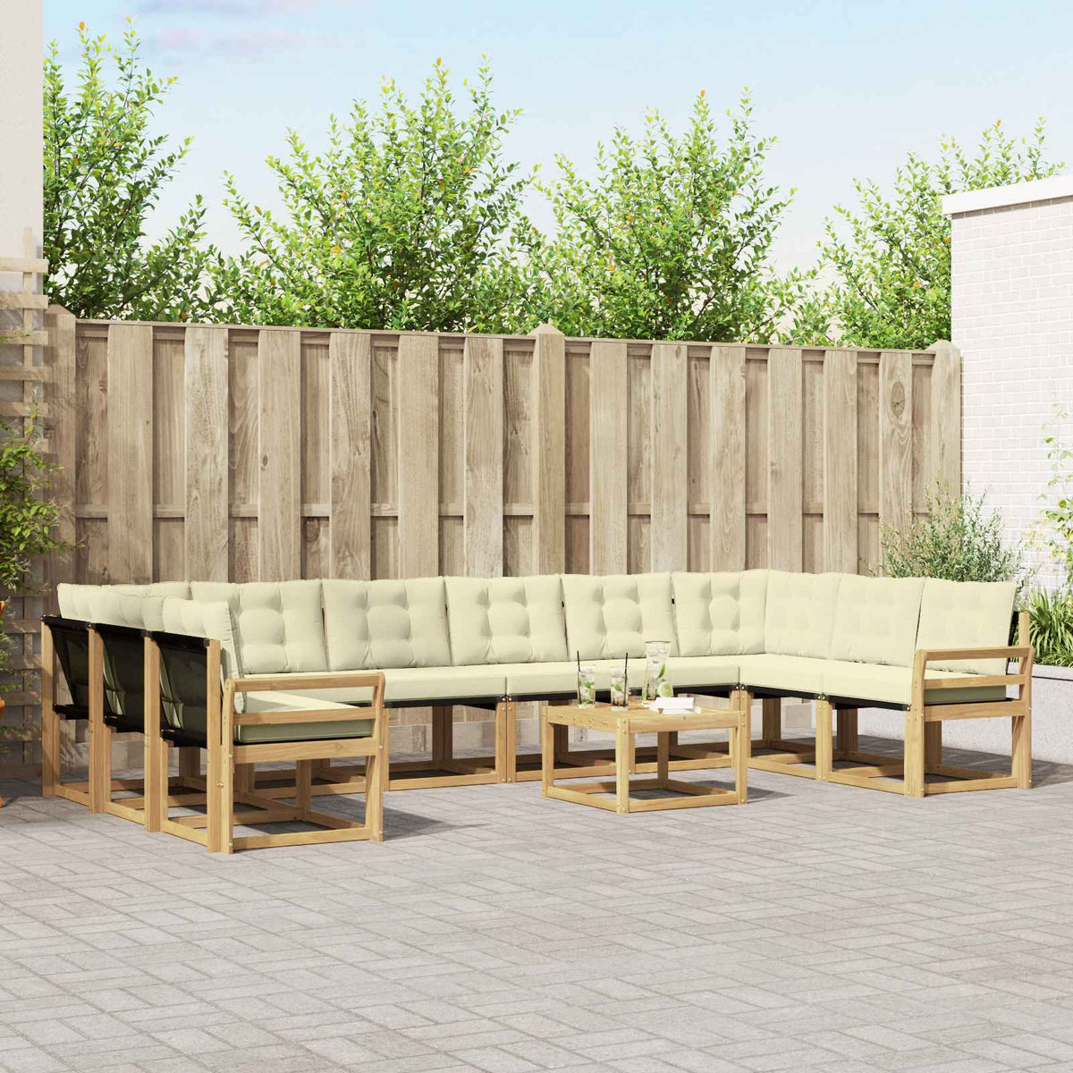 Set vanjskih sofa 11 kom. Bijela i krem