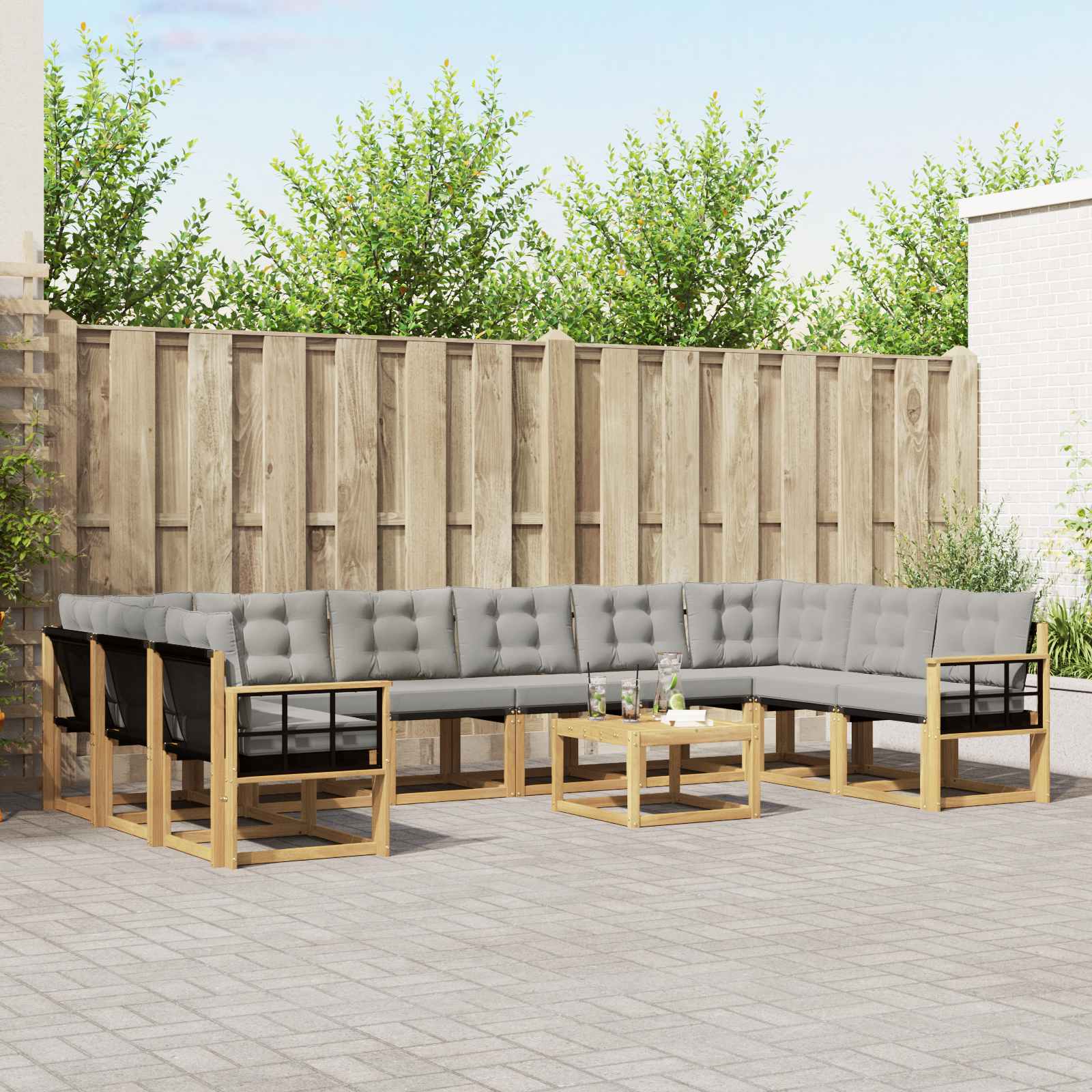 Set vanjskih sofa s jastukom 11 pcs Bijela i svjetlosiva