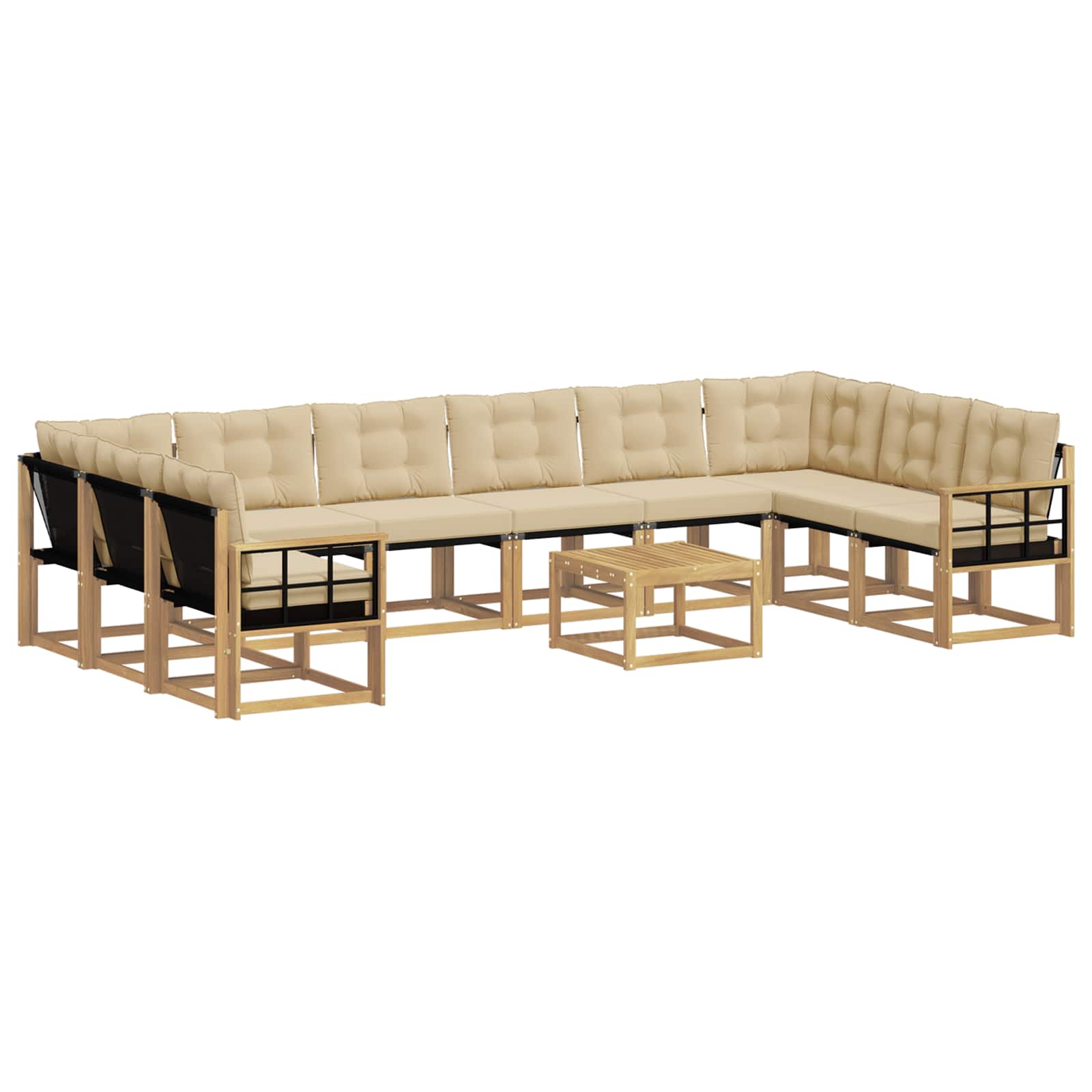 Set vanjskih sofa s jastukom 11 pcs Bijela i bež
