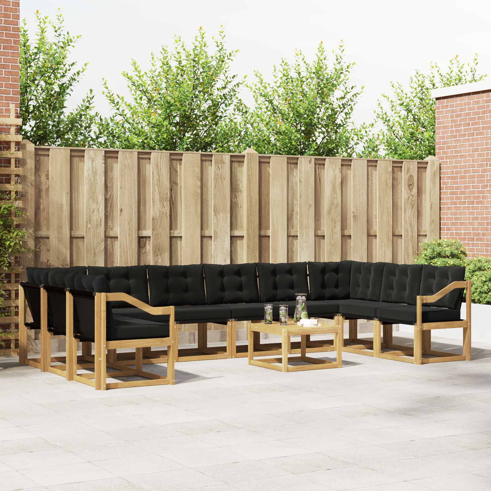 Set vanjskih sofa s jastukom 11 pcs Bijela i crna