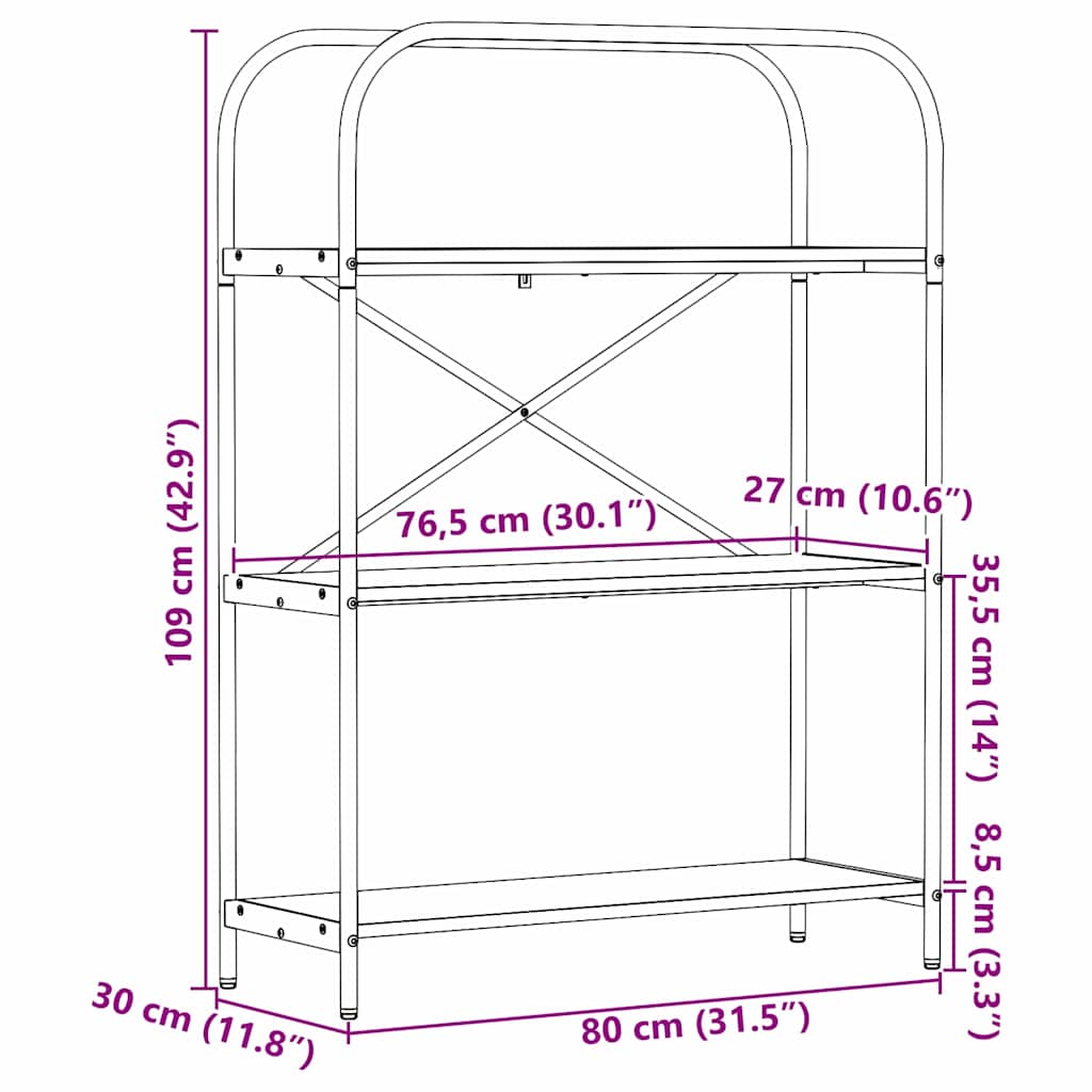 Polica Dimljeni hrast 80 x 30 x 109 cm Konstruirano drvo