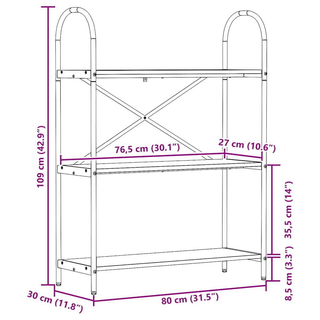 Polica Staro drvo 80 x 30 x 109 cm Konstruirano drvo