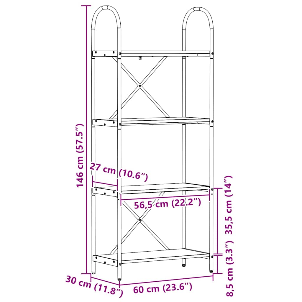 Polica Staro drvo 60 x 30 x 146 cm Konstruirano drvo